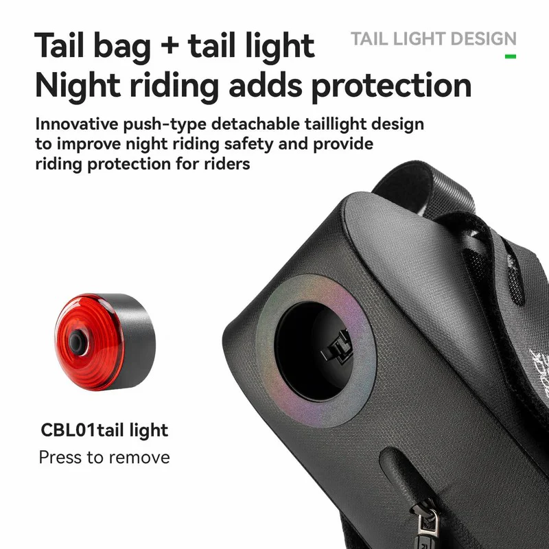 100% Waterproof Bike Saddle Bag with Light - 0.8L - Image 4
