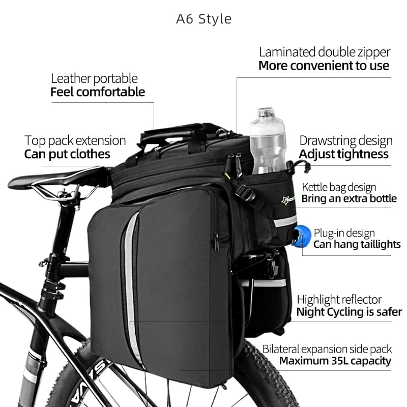 Multifunctional Bicycle Rack Bag - 17-35L - Image 3