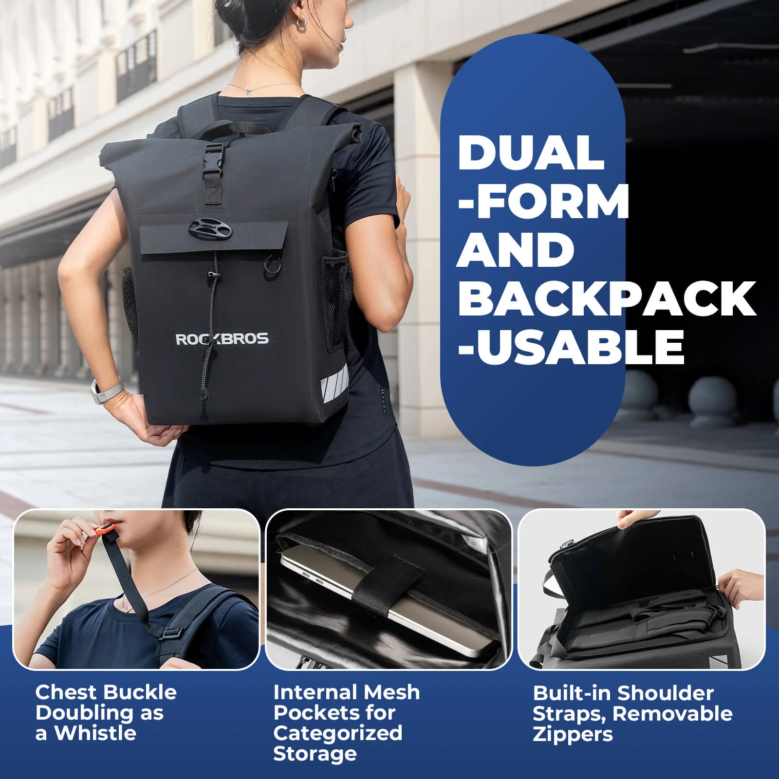 2-in-1 Bicycle Rear Rack Bag Backpack - 18L - Image 6