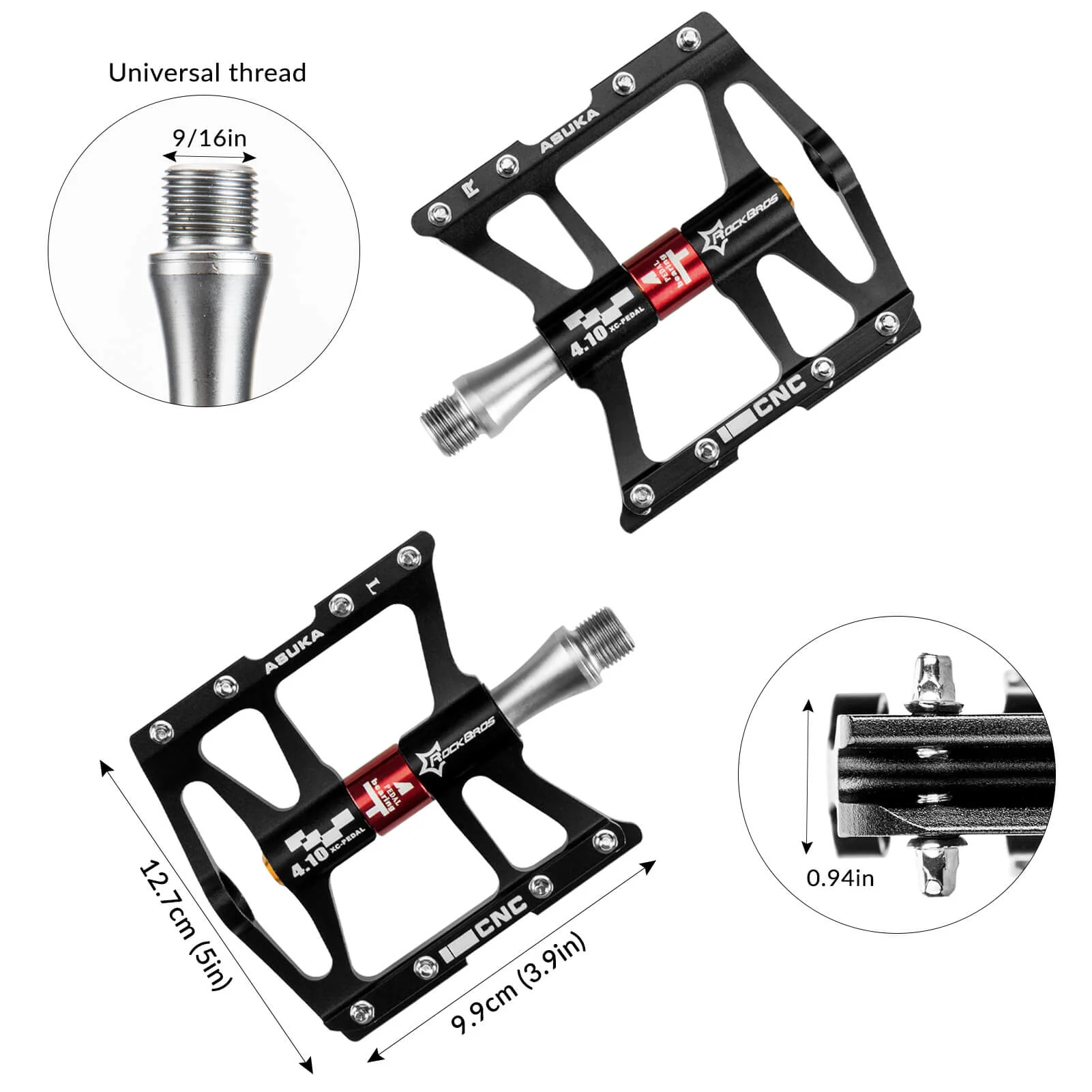 Aluminum Alloy 4 Bearings Mountain Bike Pedals - Image 6