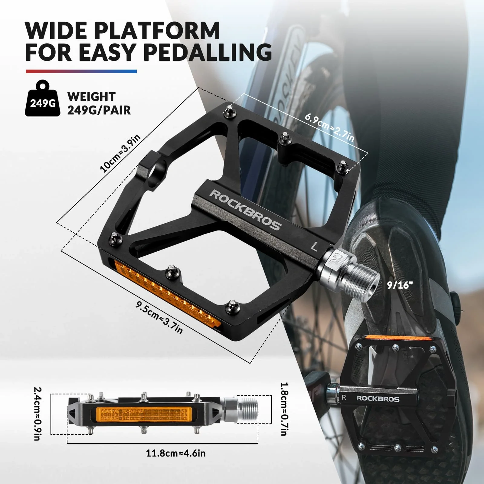 Aluminum Alloy Reflective Bike Pedals - Image 9