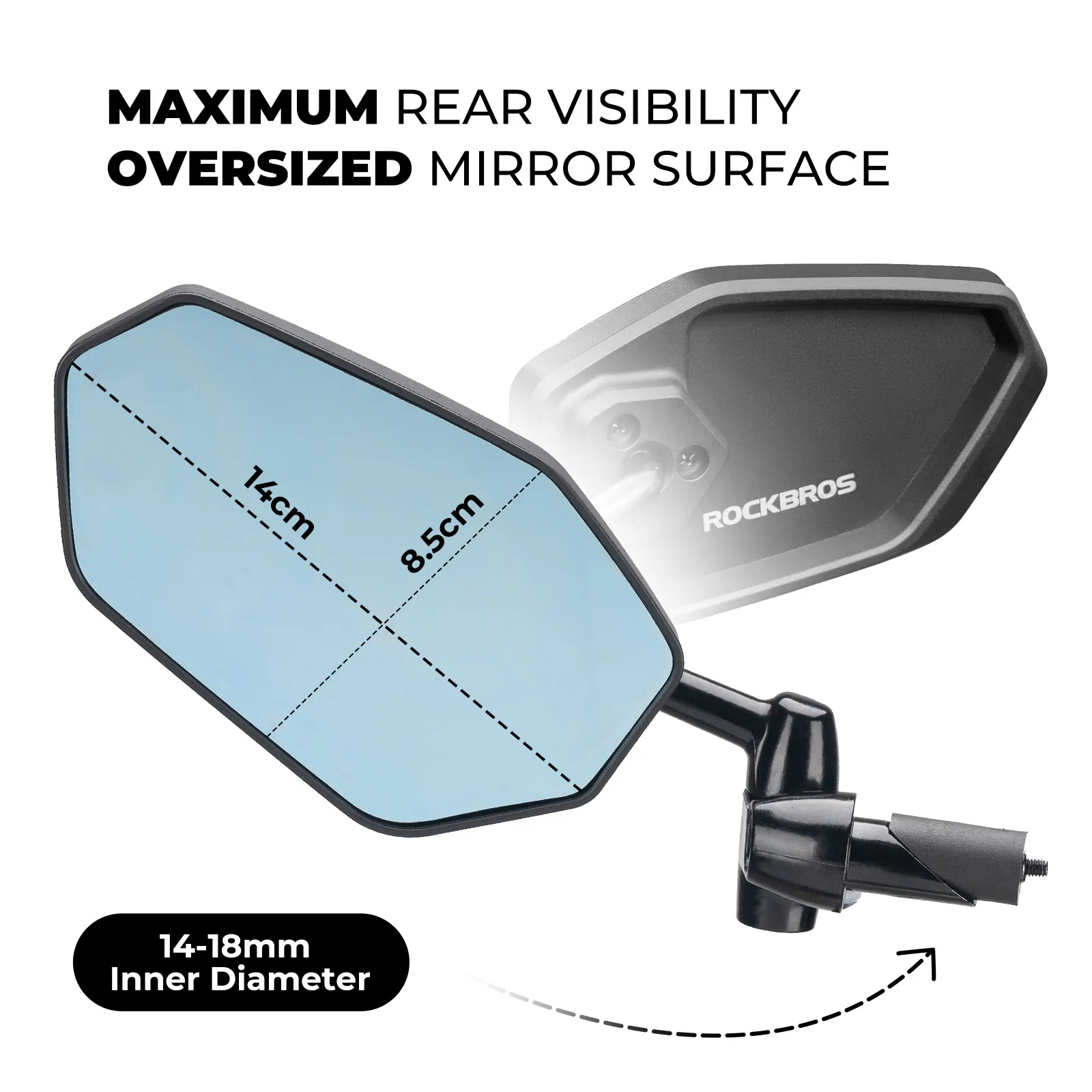 Anti-Glare Bar End Bike Mirror - Left - Image 8