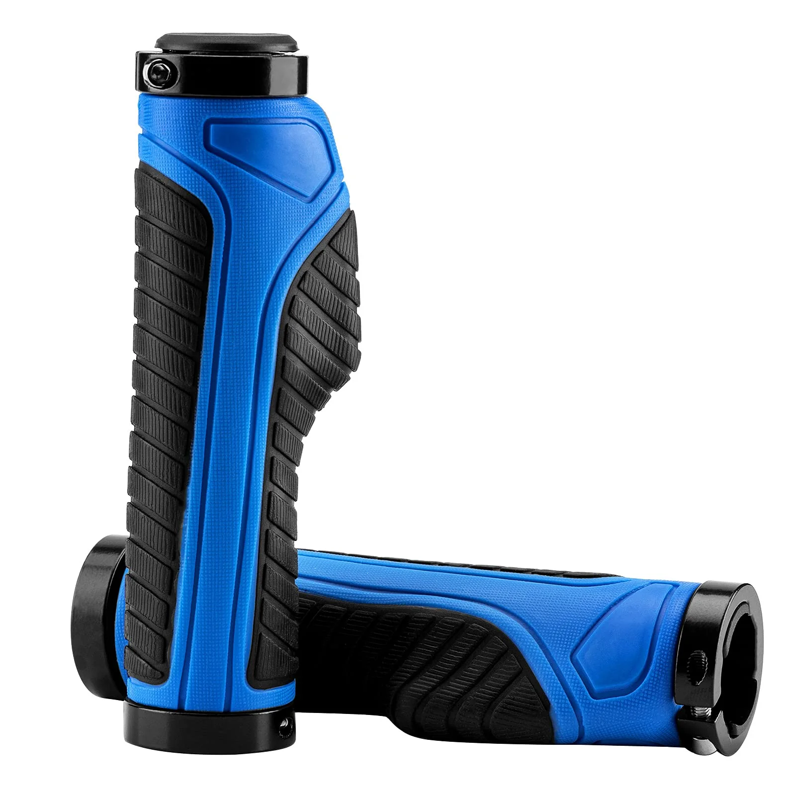 Bike Handle Grips with Double Lock-On Clamps – Aluminum Ends for MTB & BMX - Image 3