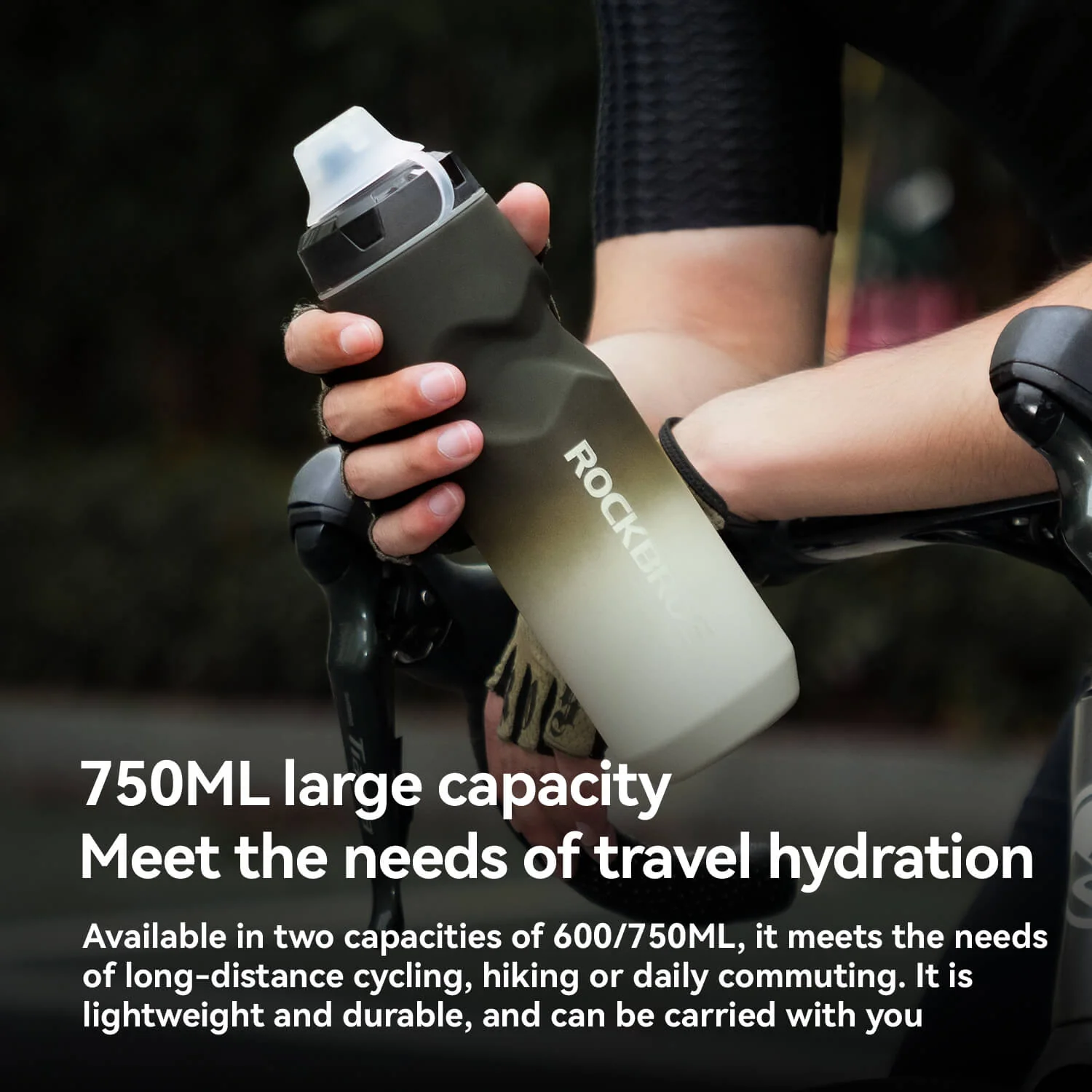 Bike Water Bottle with Soft-Touch Grip & Pull-Top Lid - 600/750ml - Image 14