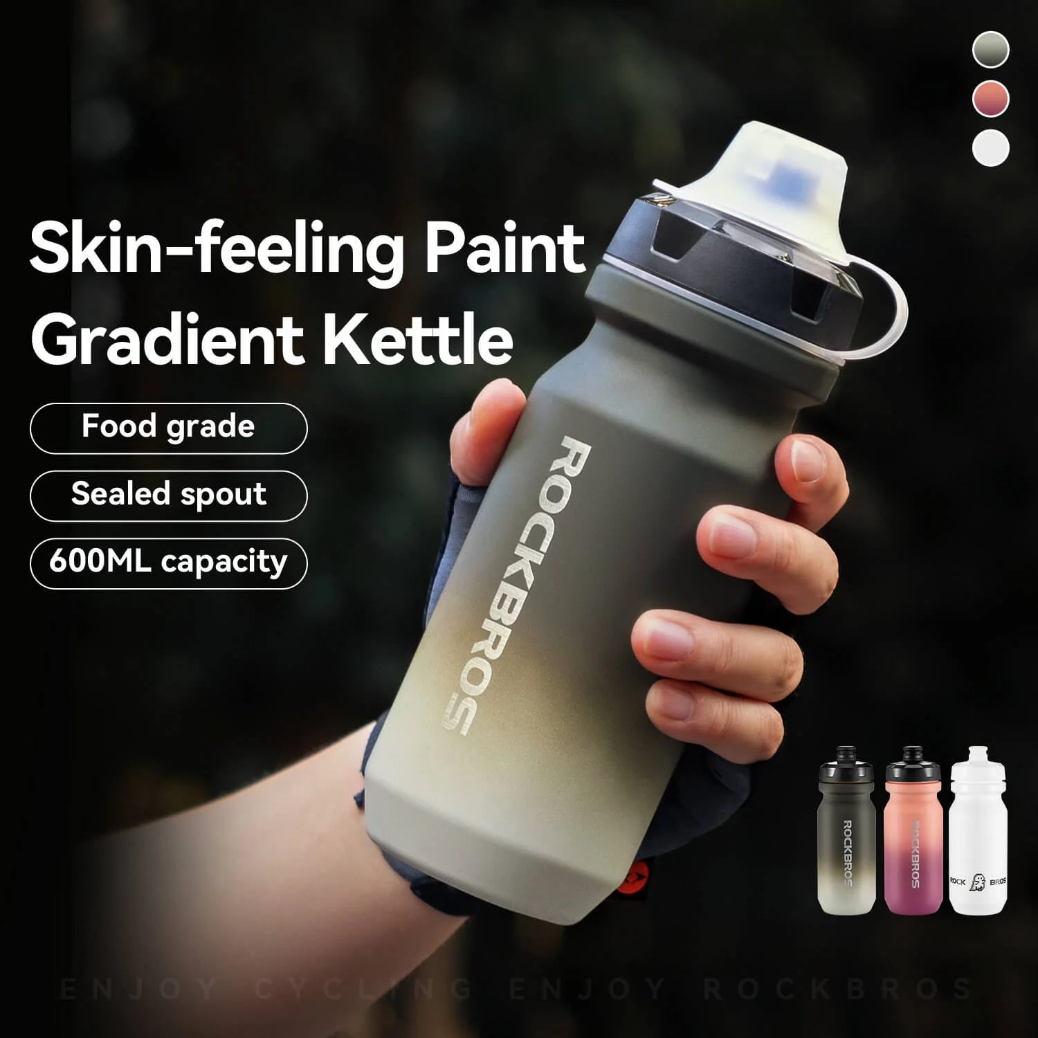 Bike Water Bottle with Soft-Touch Grip & Pull-Top Lid - 600/750ml - Image 5