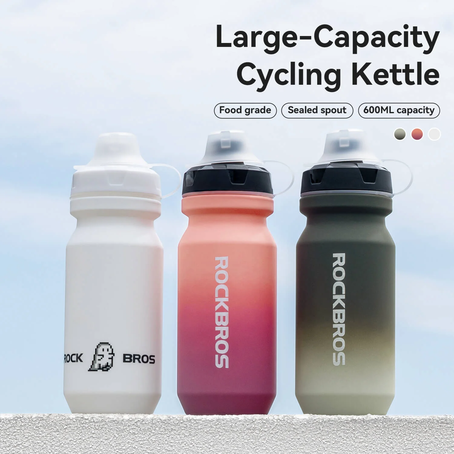 Bike Water Bottle with Soft-Touch Grip & Pull-Top Lid - 600/750ml - Image 7
