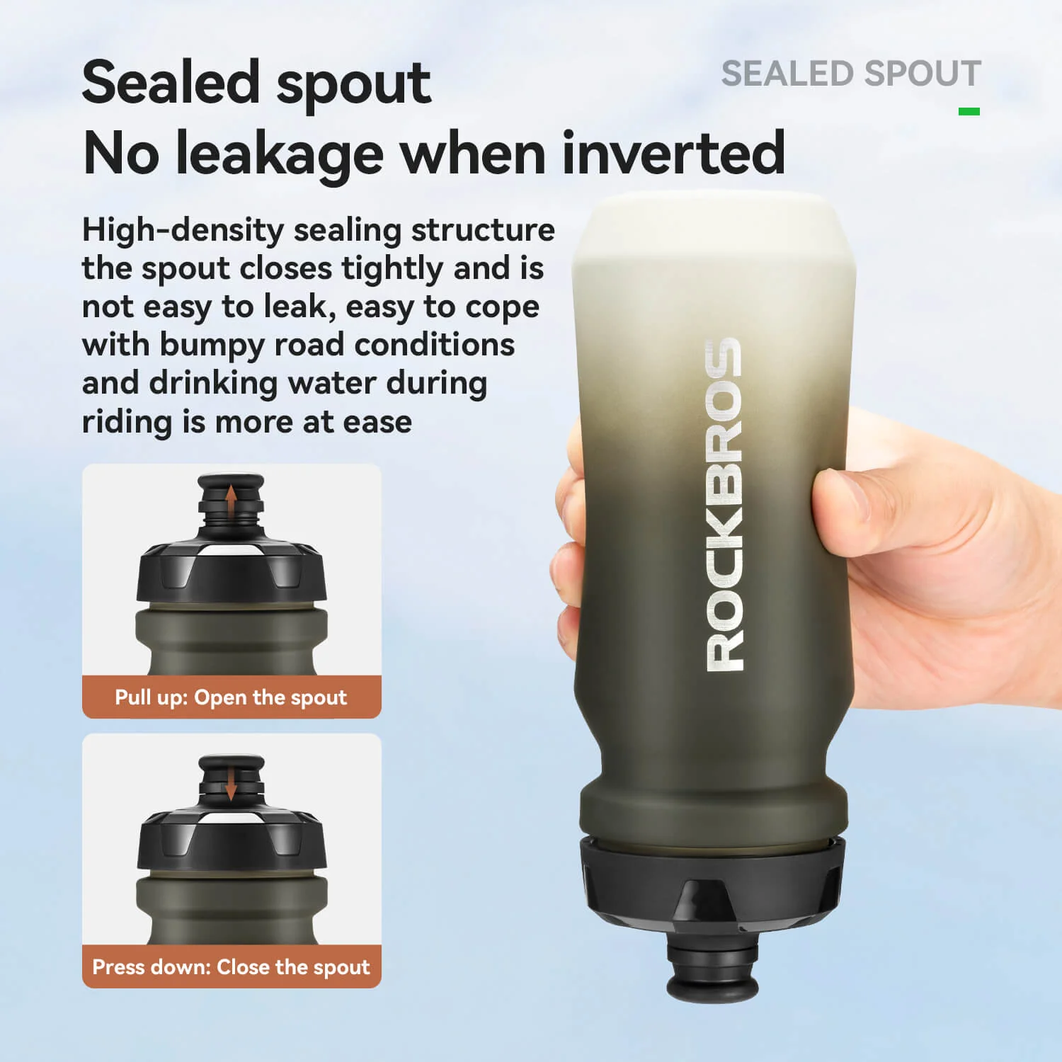 Bike Water Bottle with Soft-Touch Grip & Pull-Top Lid - 600/750ml - Image 8