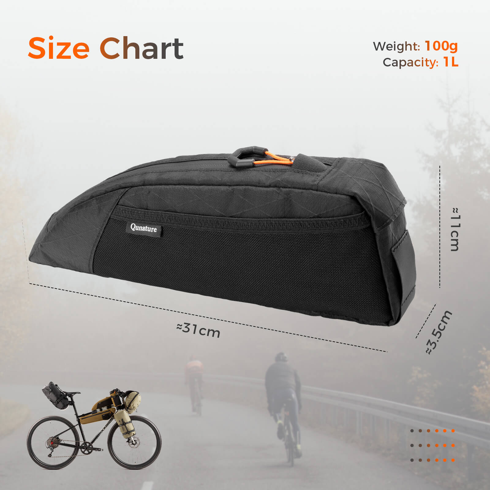 Bikepacking Top Tube Bike Bag - 1L - Image 4
