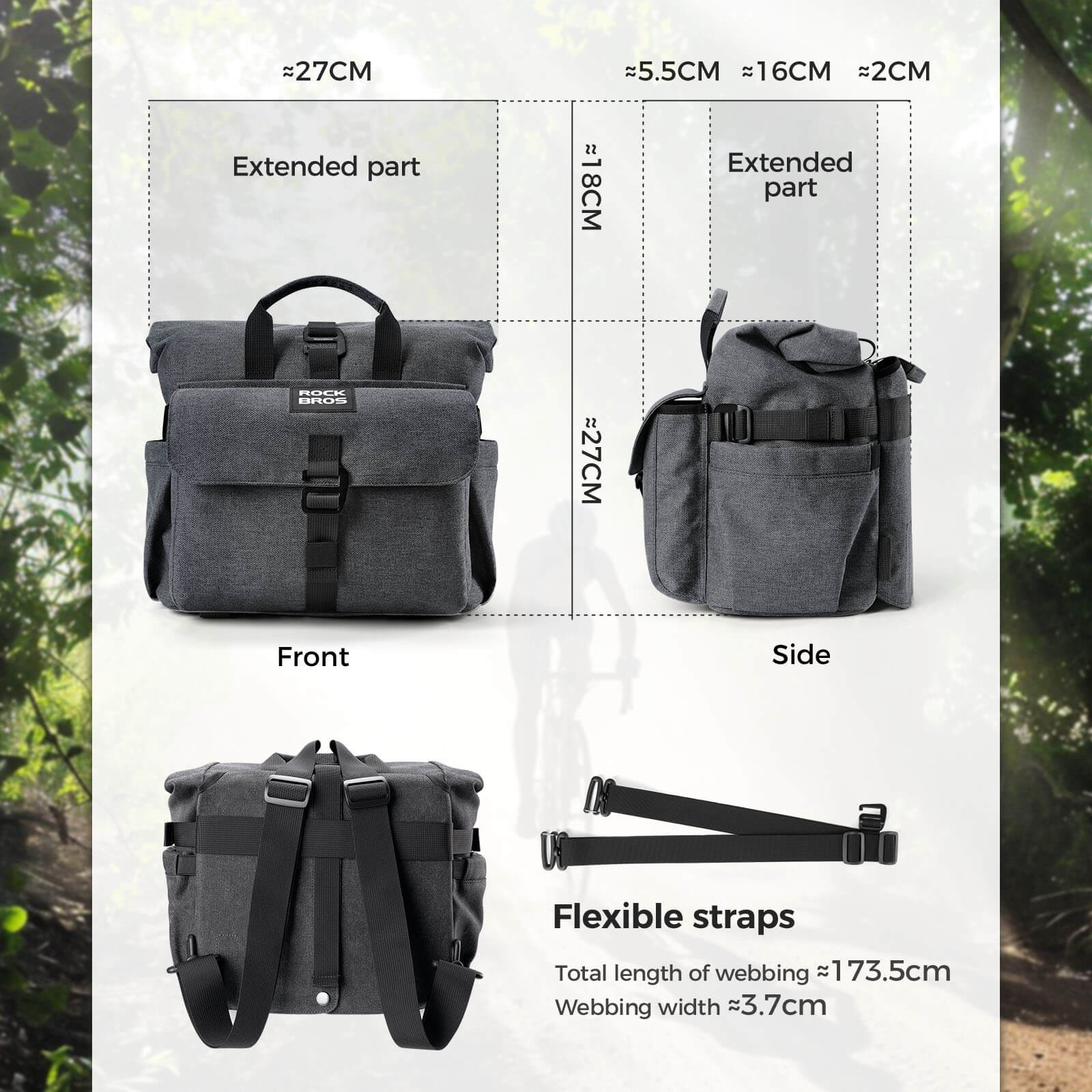 Folding Bike Handlebar Bag - 11.5L - Image 7