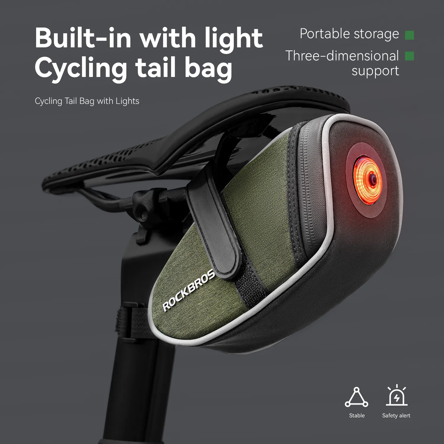 C52-2 Bike Saddle Bag with LED Tail Light - 0.45L - Image 3