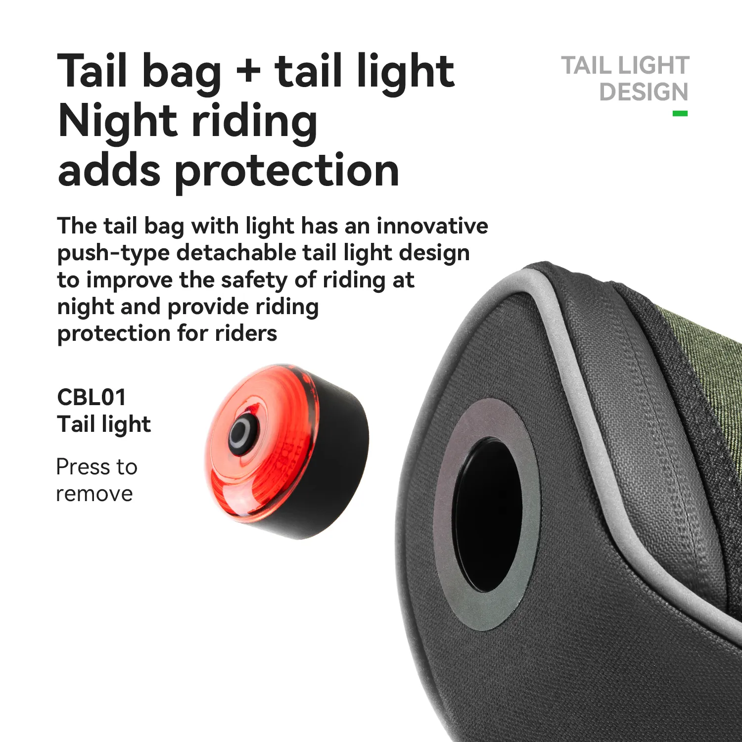 C52-2 Bike Saddle Bag with LED Tail Light - 0.45L - Image 4