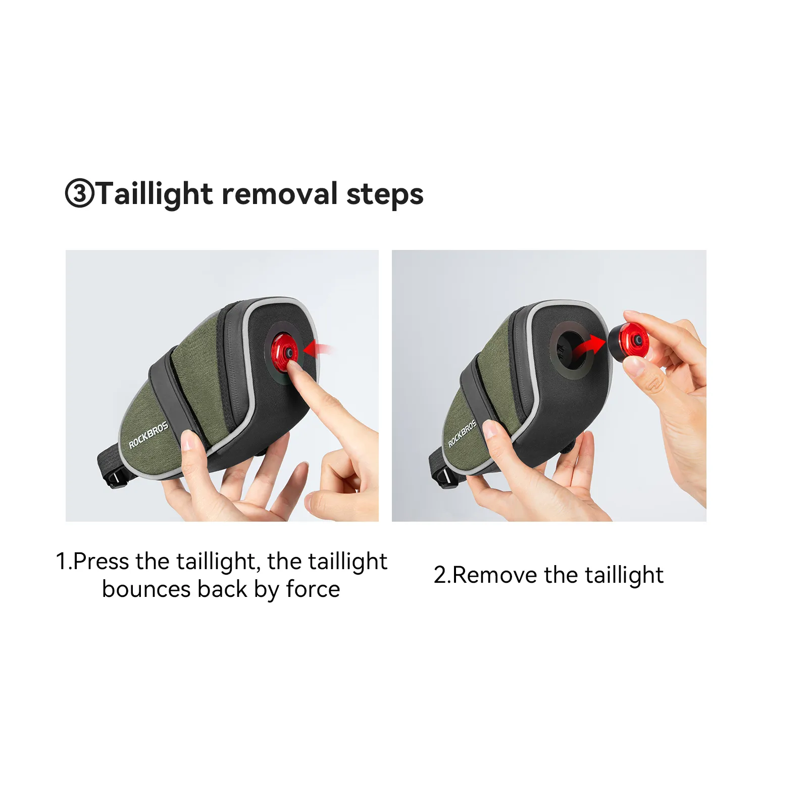 C52-2 Bike Saddle Bag with LED Tail Light - 0.45L - Image 9