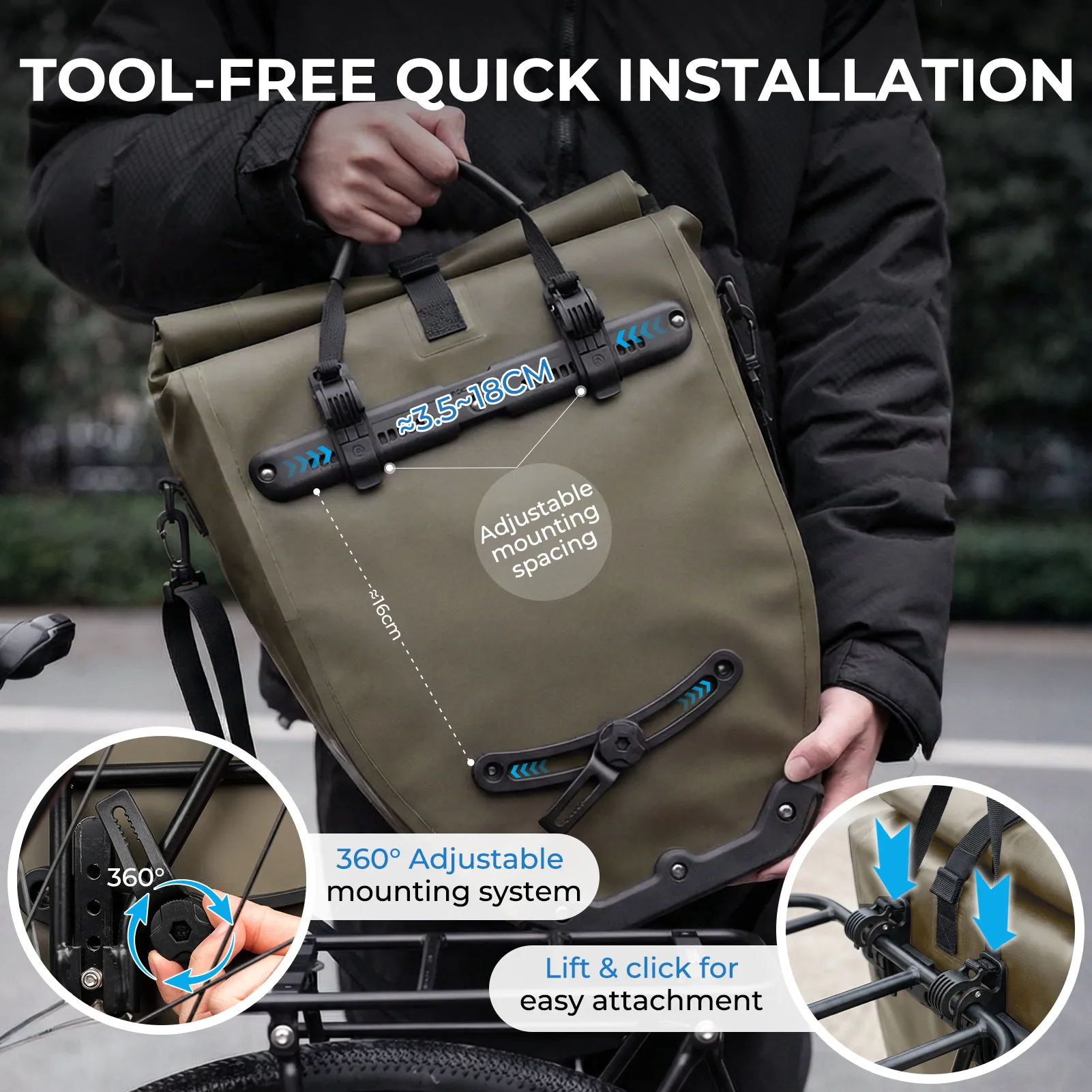 AS-166 Fully Waterproof Bike Pannier - 20L - Image 20