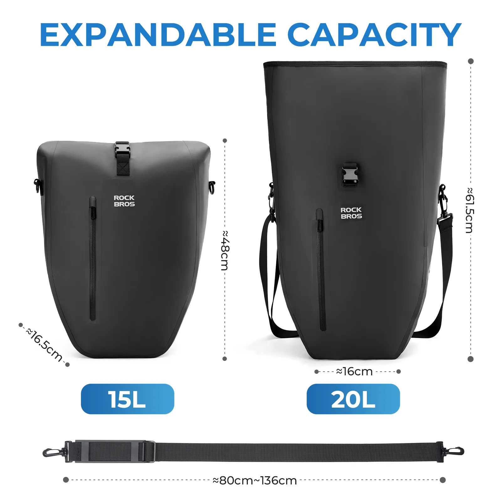 AS-166 Fully Waterproof Bike Pannier - 20L - Image 6