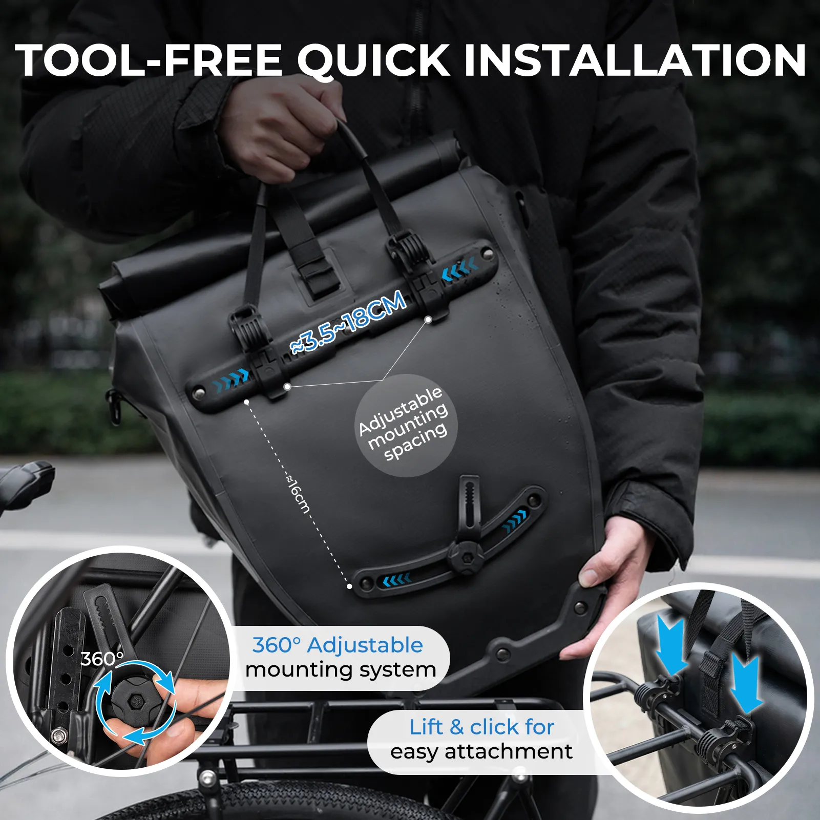 AS-166 Fully Waterproof Bike Pannier - 20L - Image 8