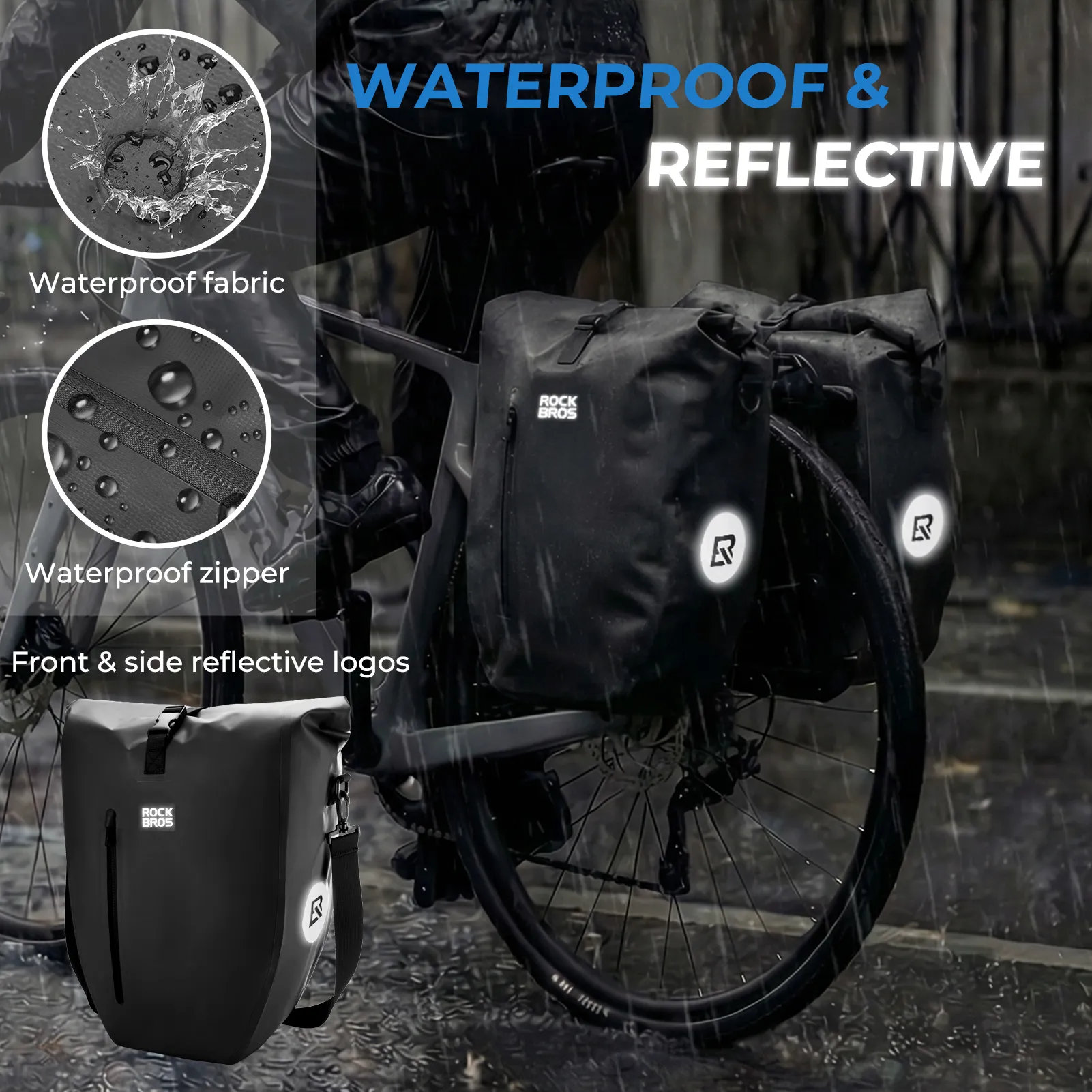 AS-166 Fully Waterproof Bike Pannier - 20L - Image 9