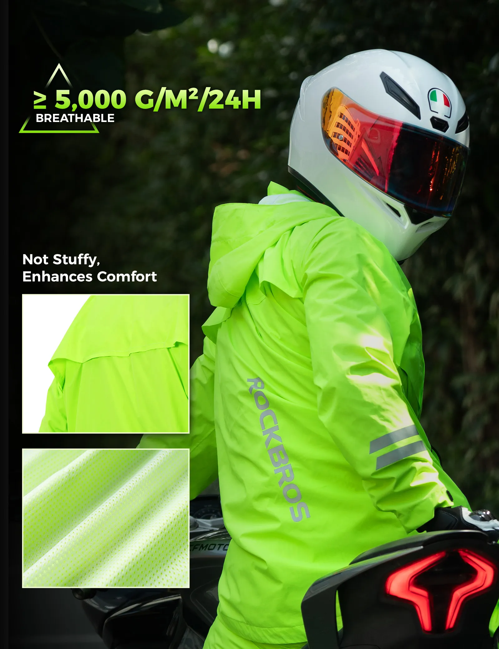 Hi-Vis Fluorescent Green Cycling Rain Jacket - Image 5