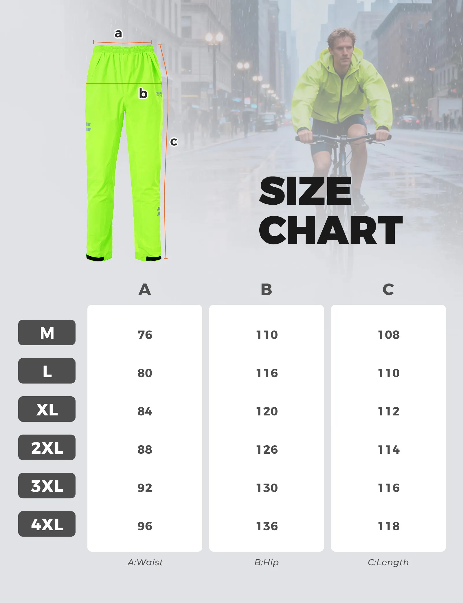 Hi-Vis Fluorescent Green Cycling Rain Pants - Image 8