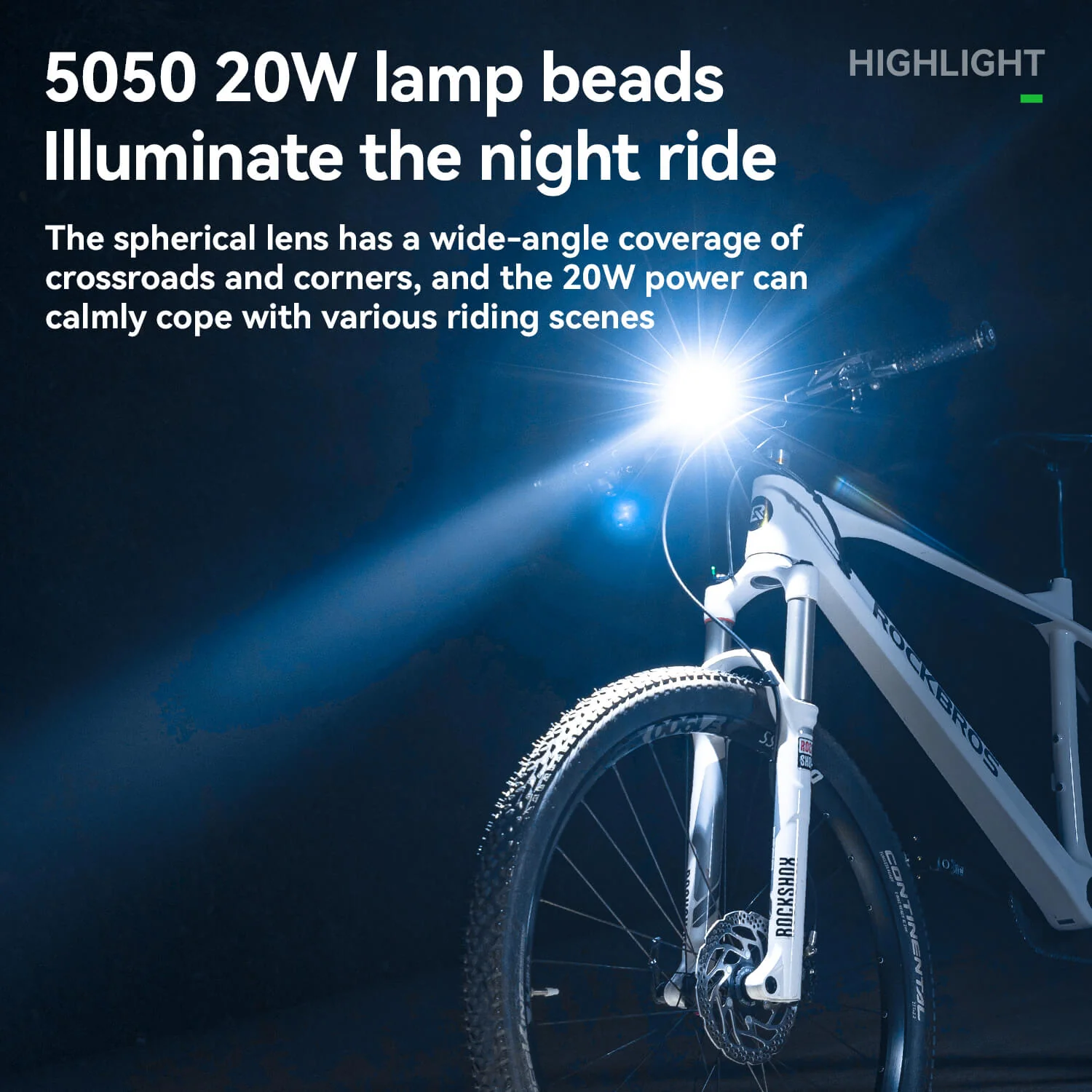 JHL 1200 Lumen Bike Front Light - Image 3