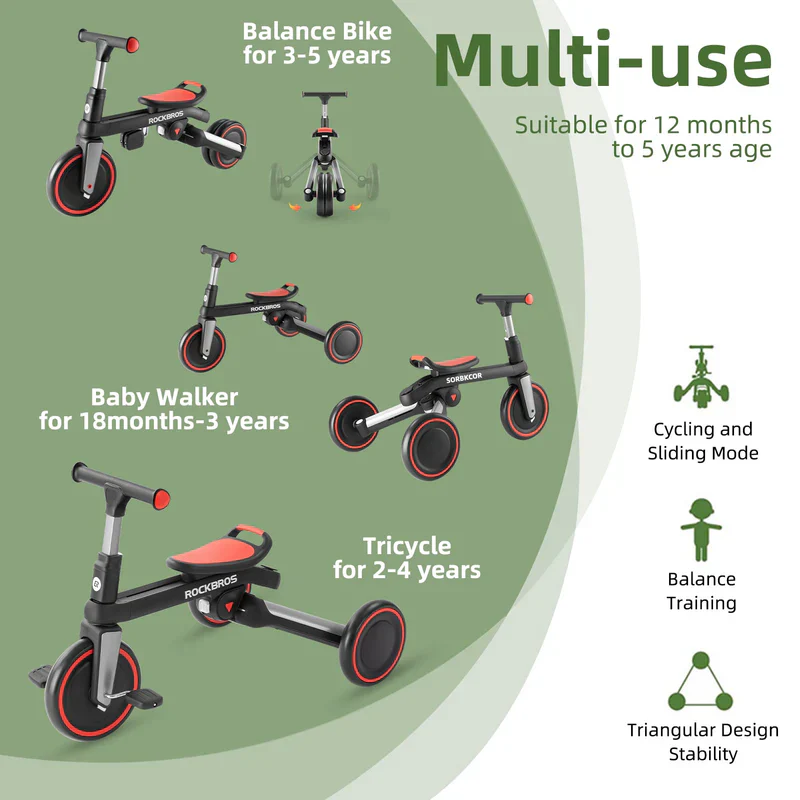Kids 3-in-1 Tricycle with Adjustable Seat - Image 5