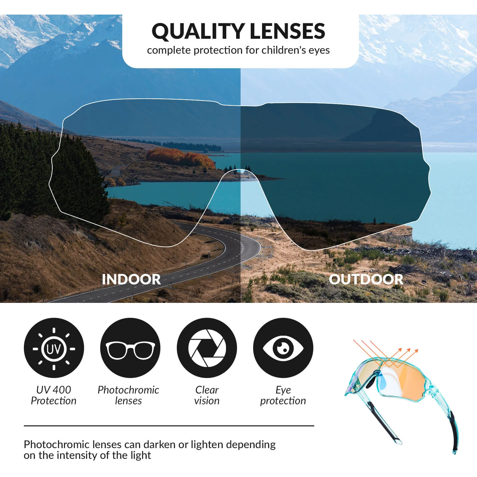 Kids Photochromic Cycling Sunglasses - Image 9