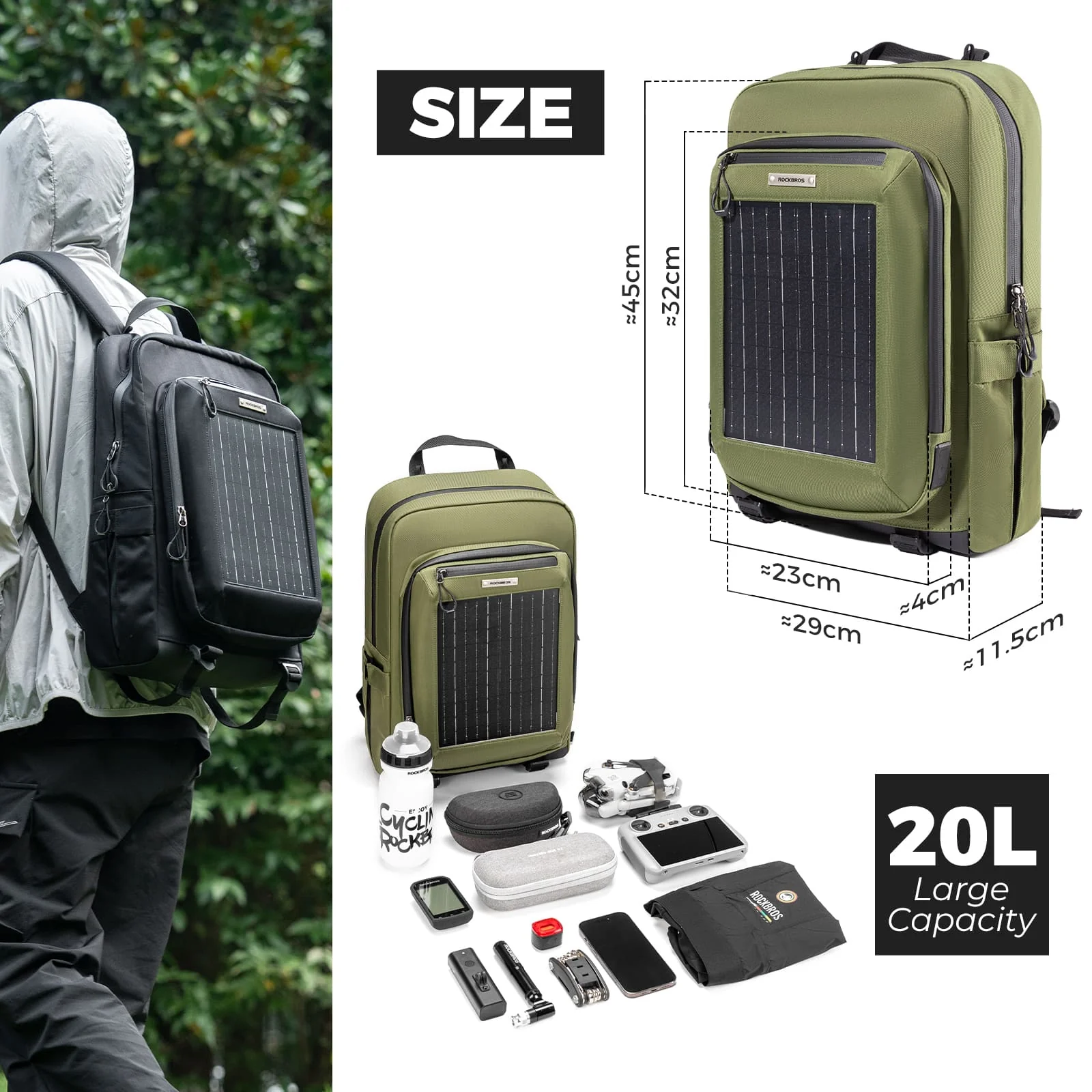 Large Capacity Solar-Powered Cycling Backpack-20L - Image 5