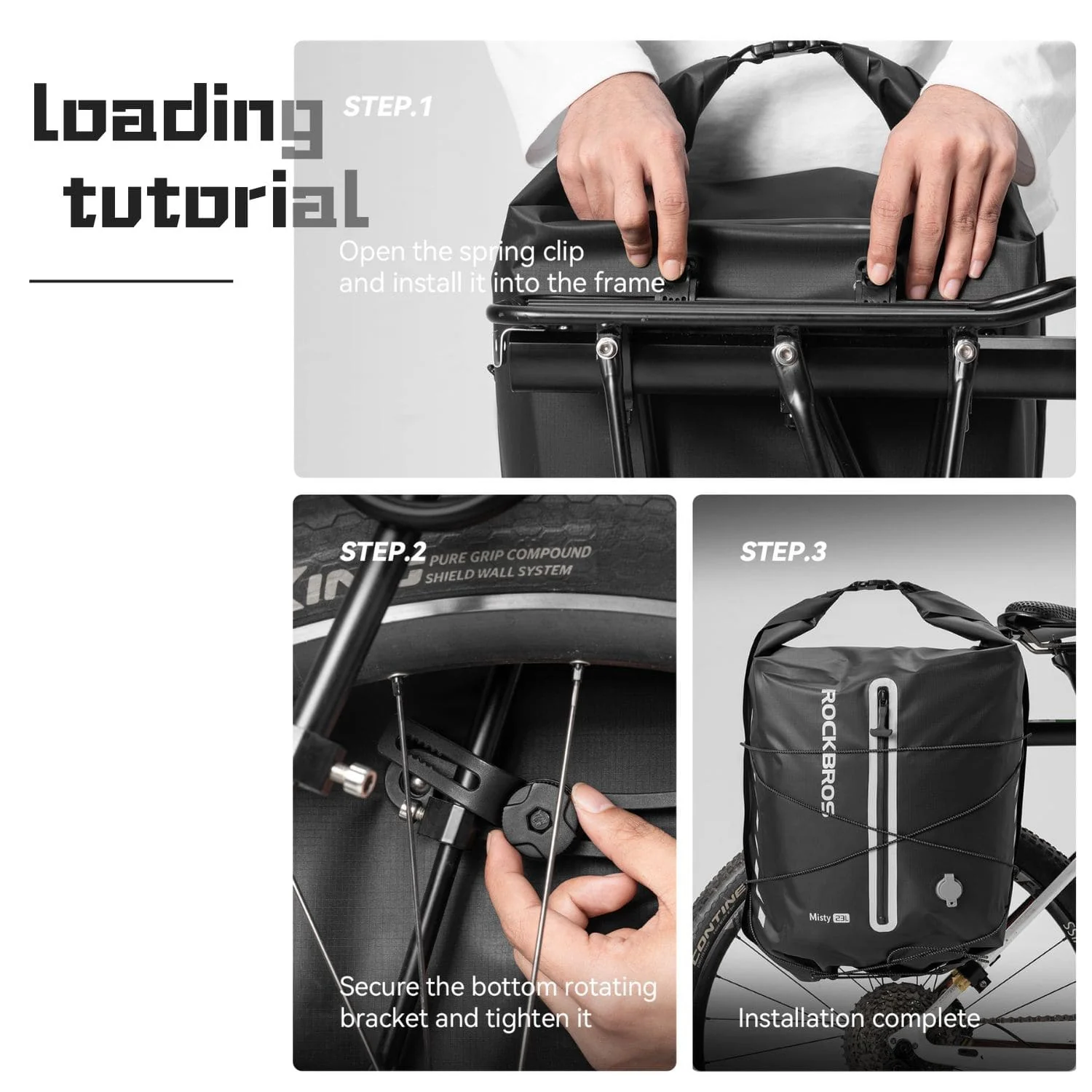 Lightweight Waterproof Bike Rear Rack Bag-23L - Image 9