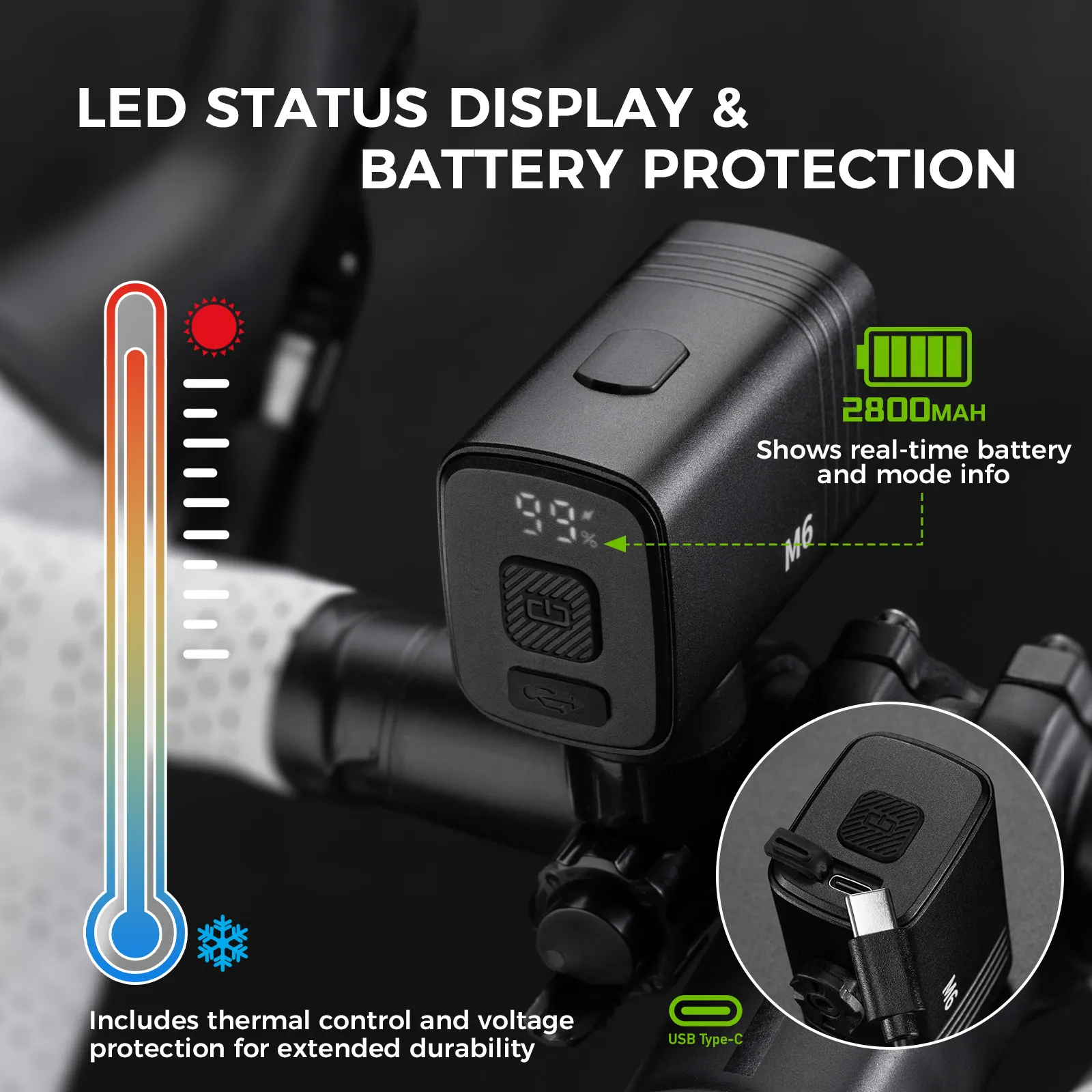 M6 Handlebar Mounted Smart Bike Front Light - Image 9