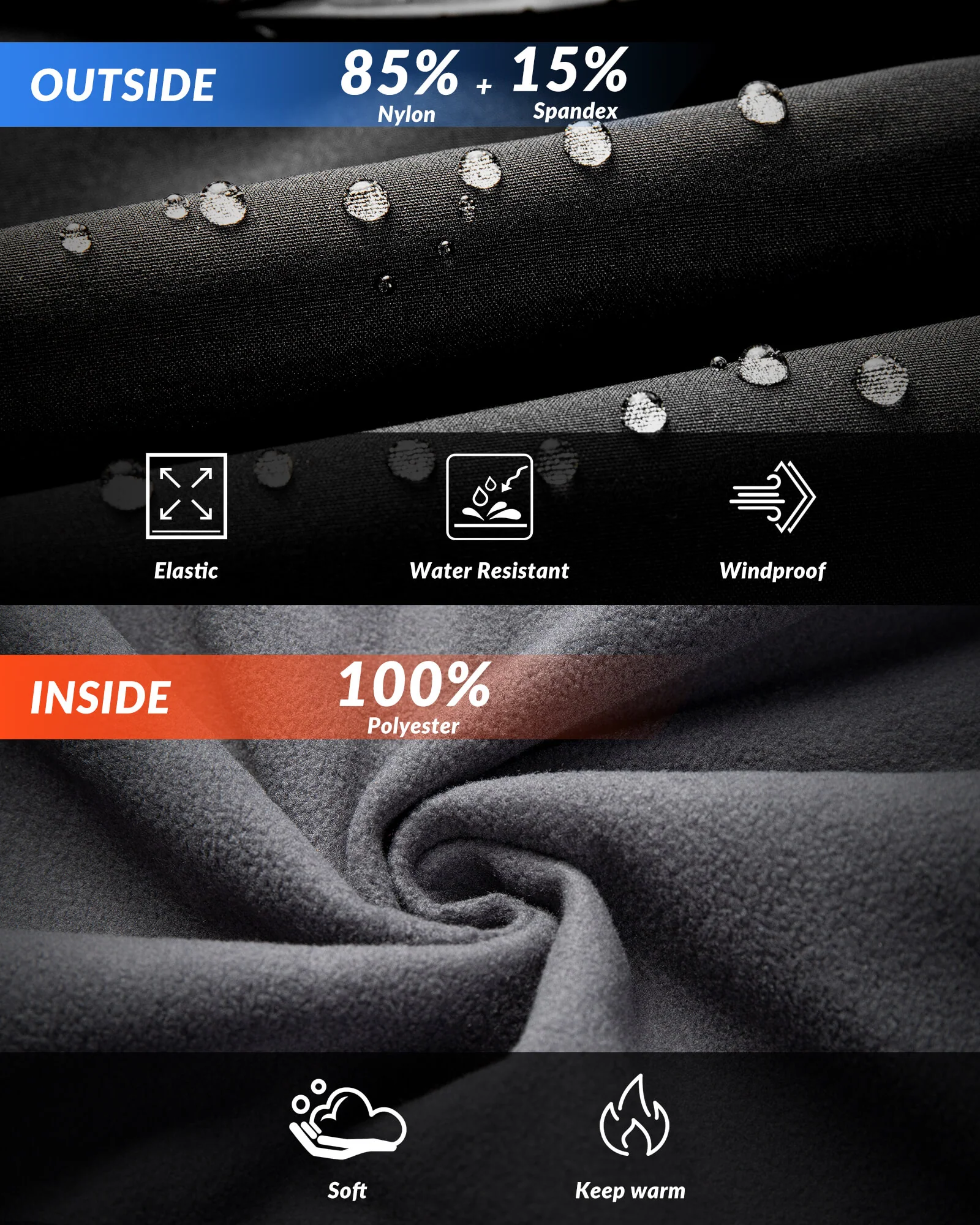 Men's Thermal Fleece Windproof Cycling Pants - Image 3