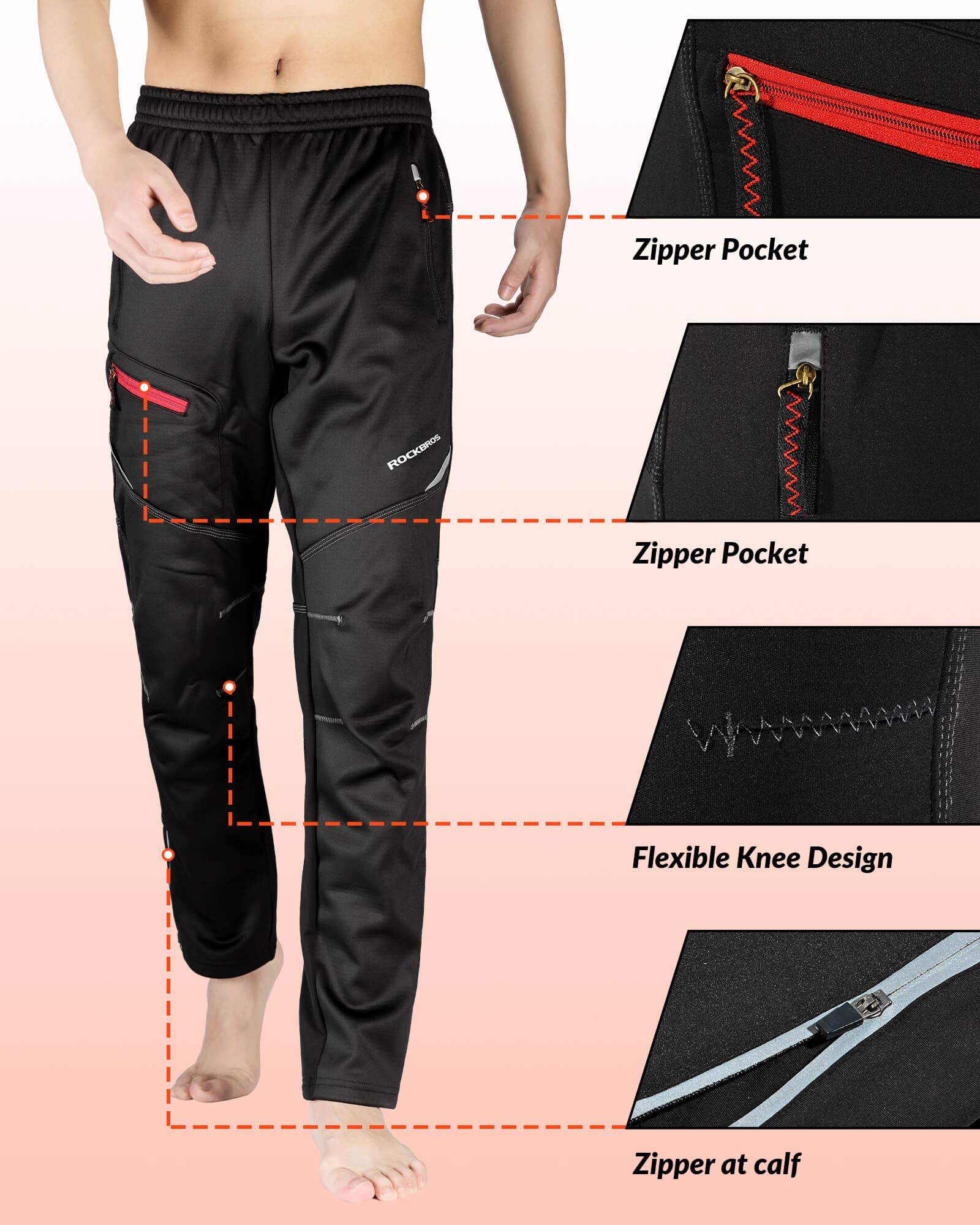 Men's Thermal Fleece Windproof Cycling Pants - Image 4