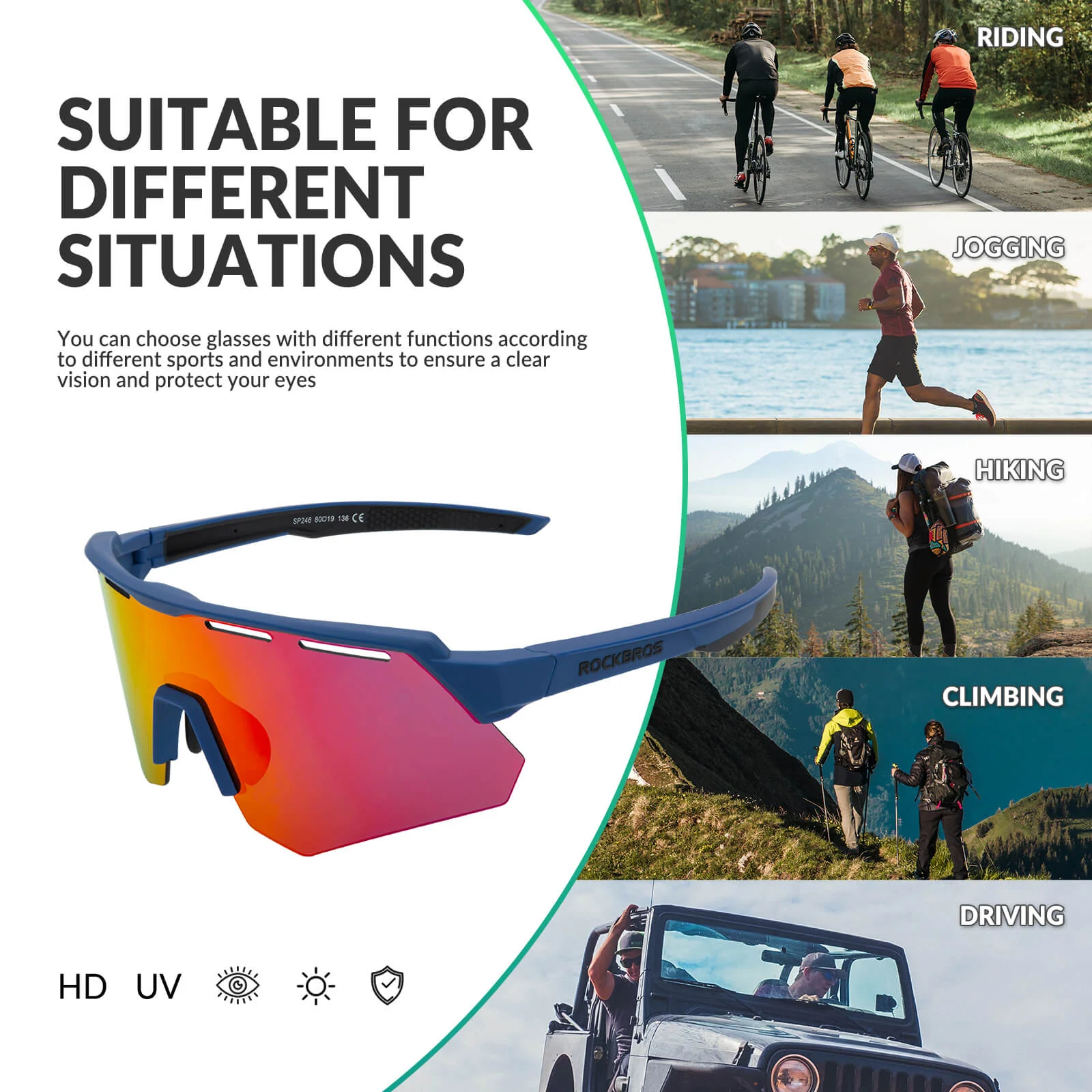Polarized Cycling Sunglasses with 4 Interchangeable Lenses - Image 10
