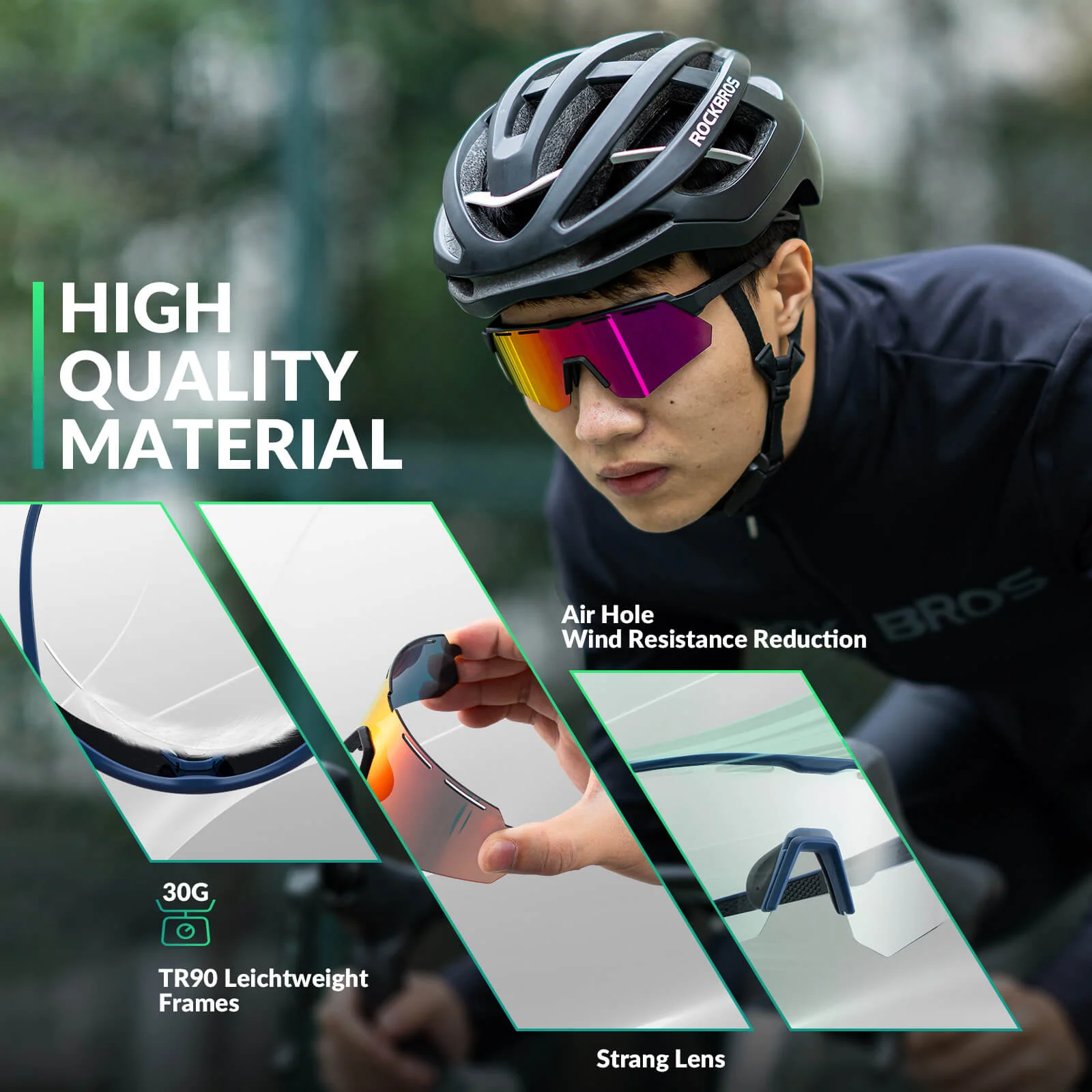 Polarized Cycling Sunglasses with 4 Interchangeable Lenses - Image 14