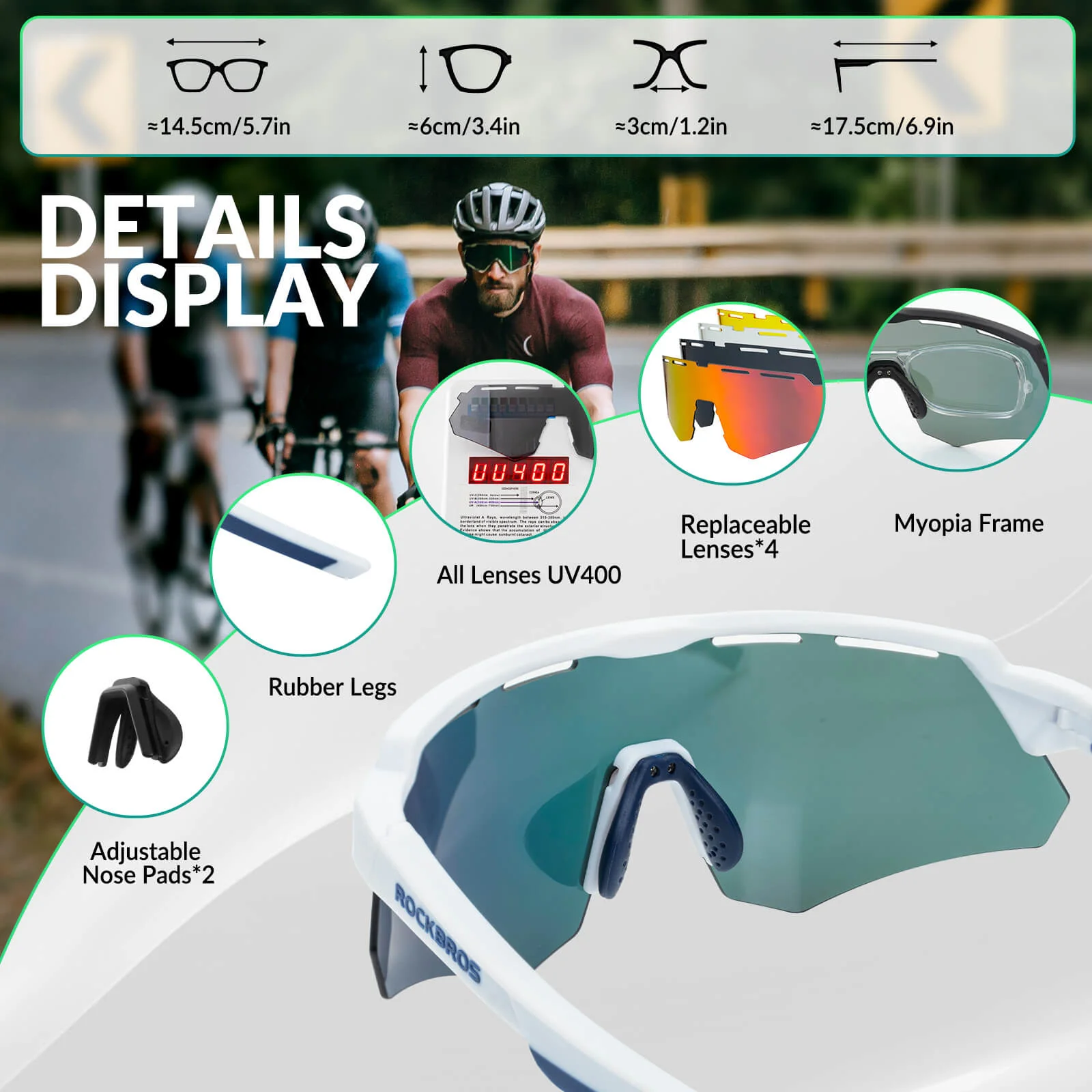 Polarized Cycling Sunglasses with 4 Interchangeable Lenses - Image 7