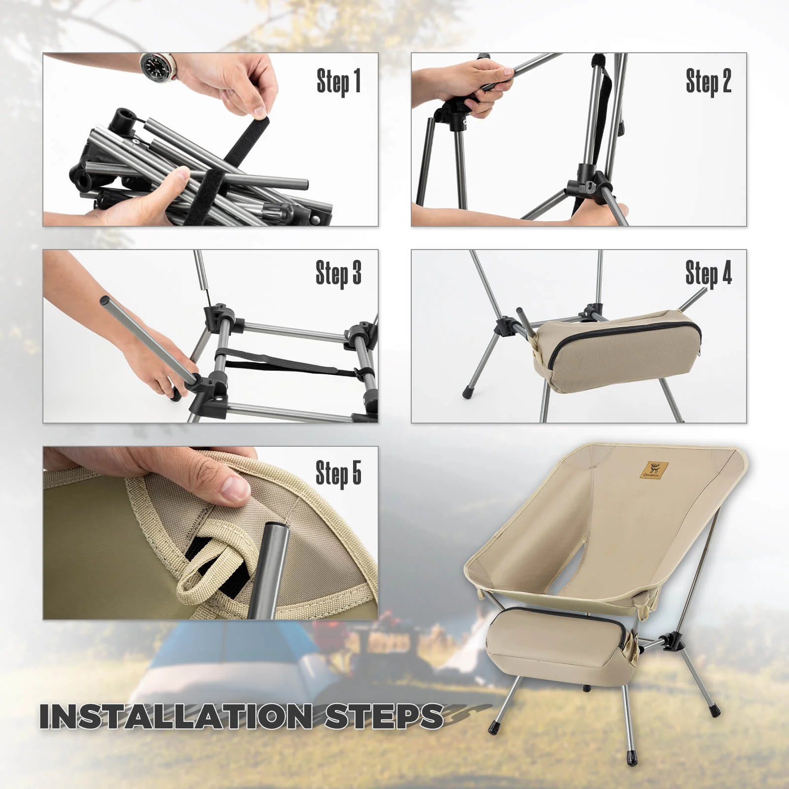 Qunature Lightweight Folding Camp Chair with Storage Bag - Image 10