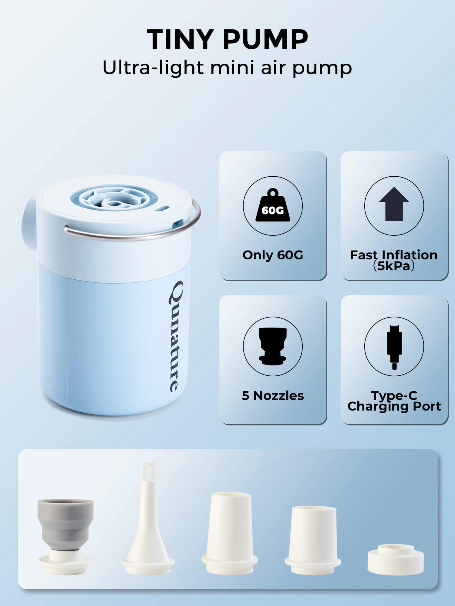 Qunature Mini Electric Air Pump for Camping & Outdoor Gear - Image 14