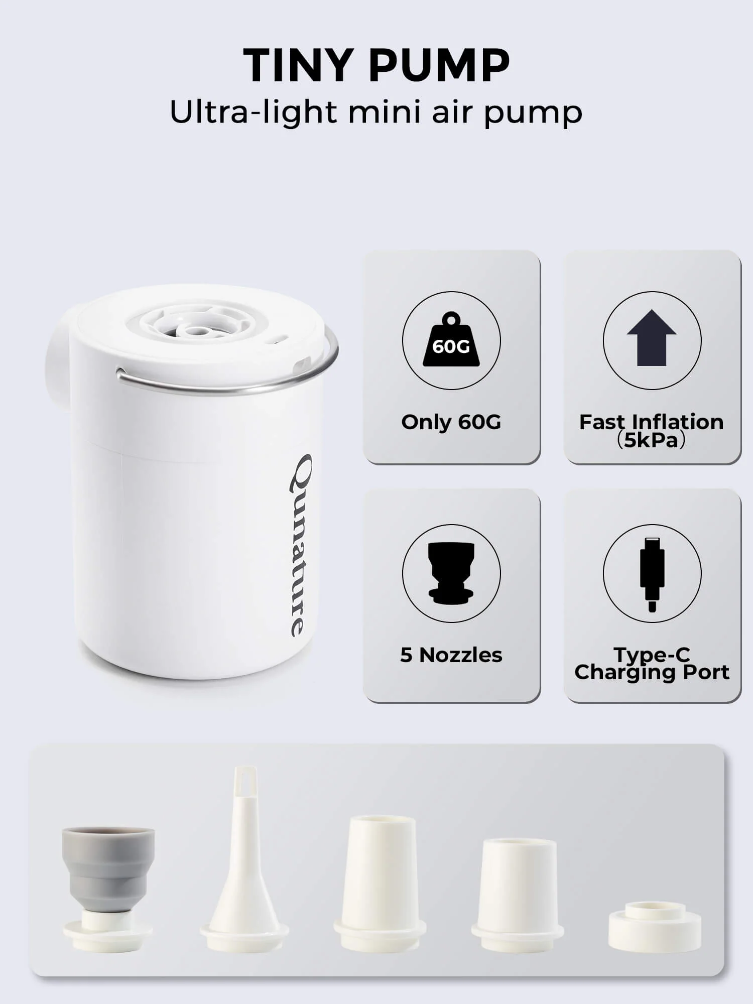 Qunature Mini Electric Air Pump for Camping & Outdoor Gear - Image 15