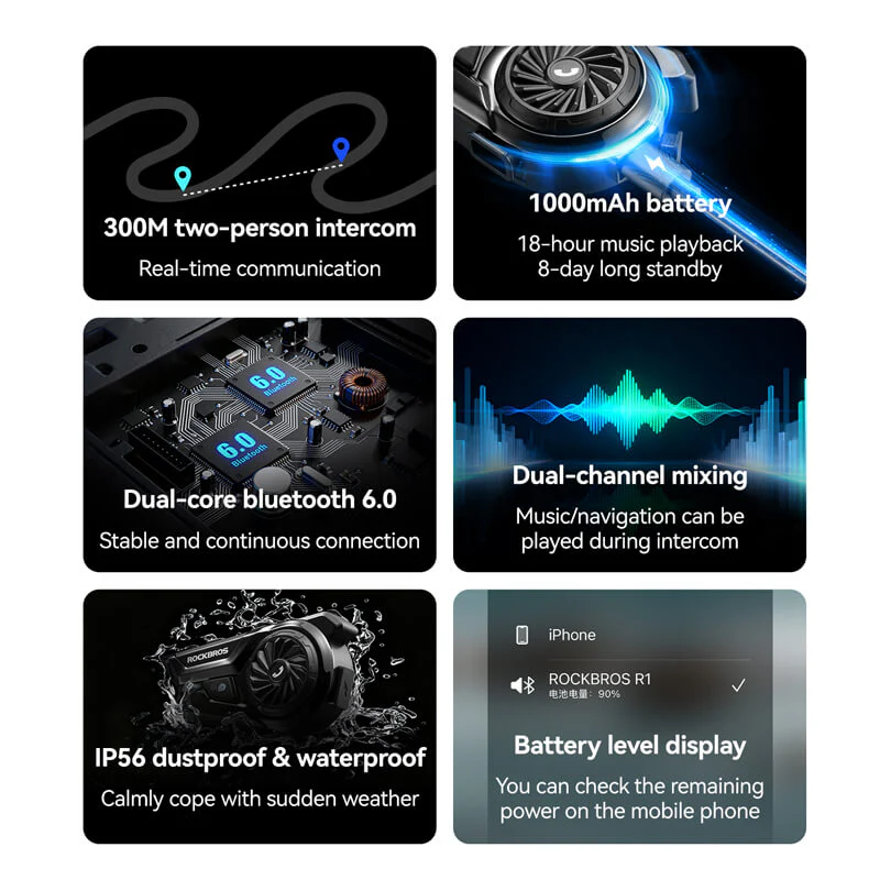 R1 Motorcycle Helmet Bluetooth Headset - Image 5
