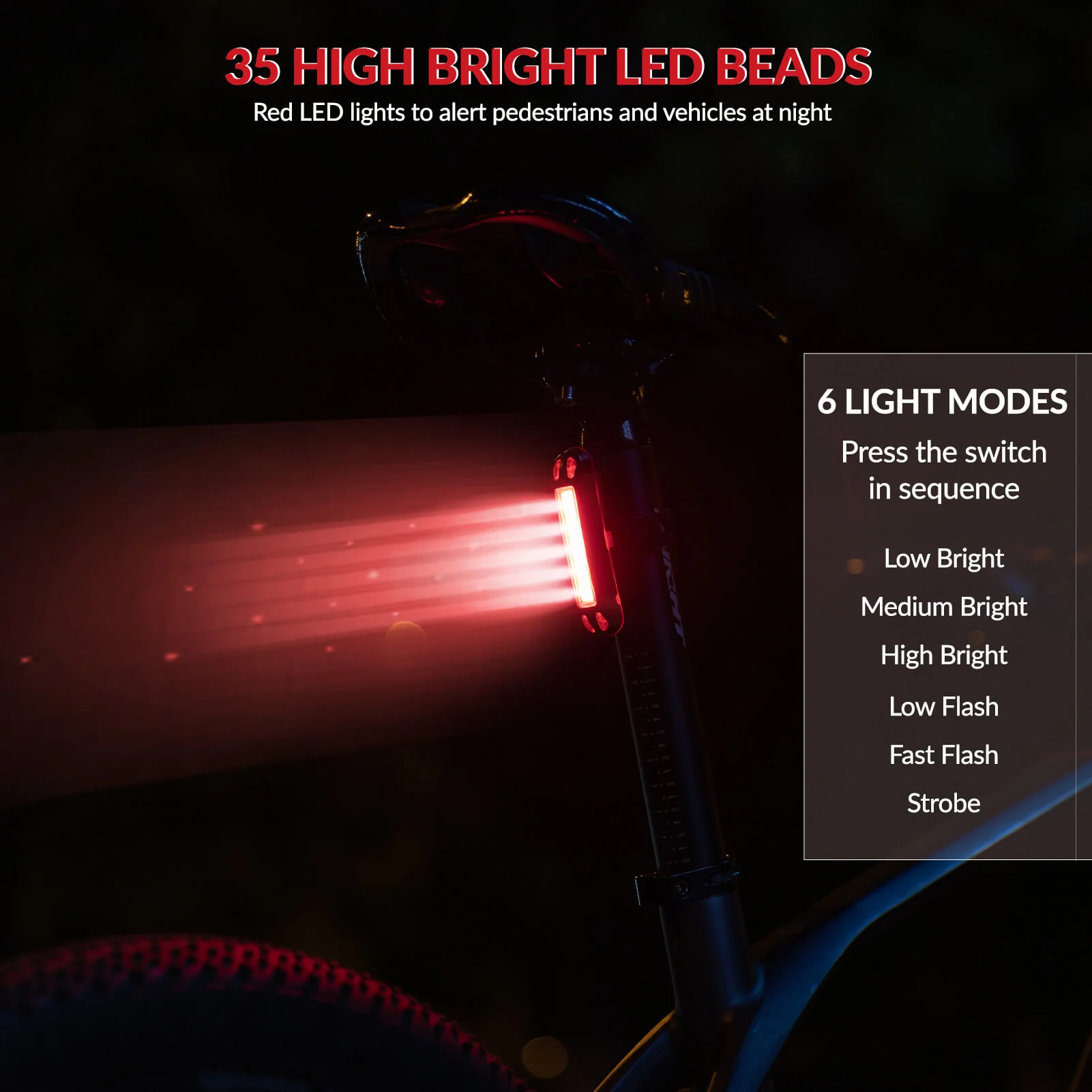 Rear Bike Light USB Rechargeable - Image 3