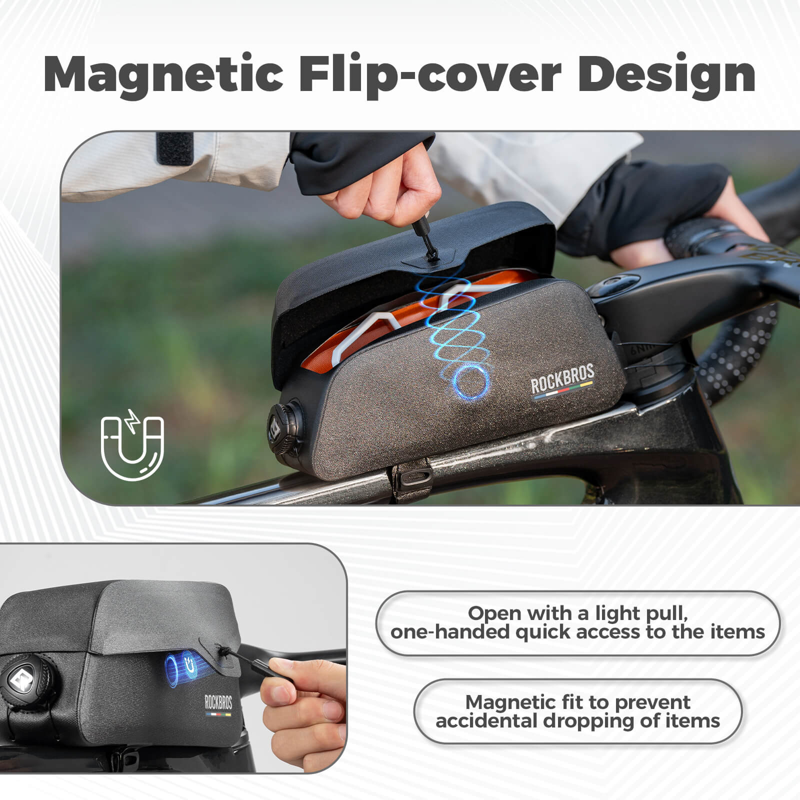 Road To Sky 100% Waterproof Magnetic Top Tube Bike Frame Bag – 0.6L/0.9L - Image 3