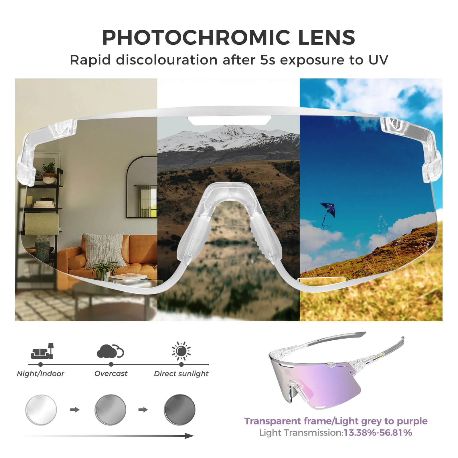 ROAD TO SKY BOUNDLESS Photochromic Cycling Glasses 3 Lens Set - Image 8