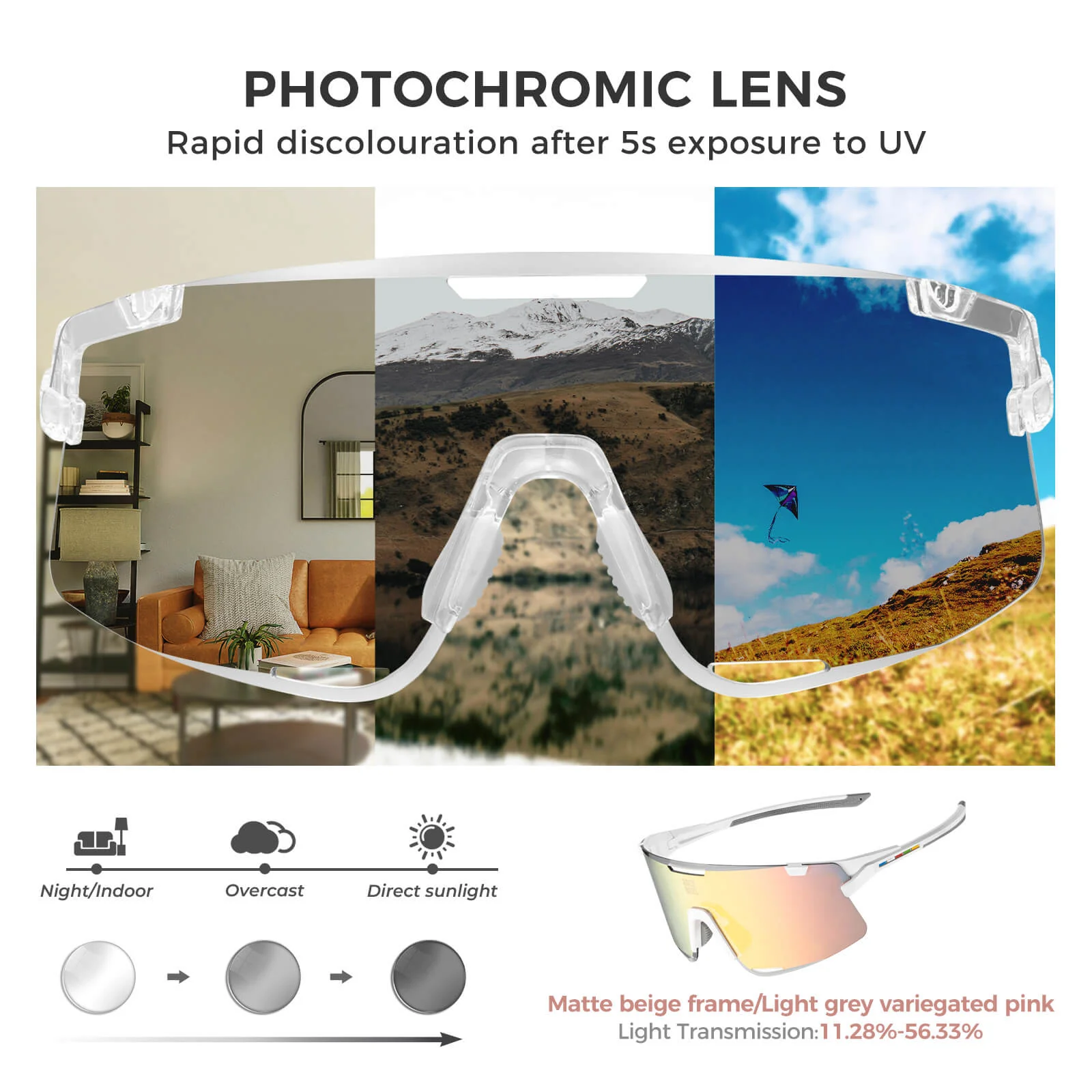 ROAD TO SKY BOUNDLESS Photochromic Cycling Glasses 3 Lens Set - Image 9