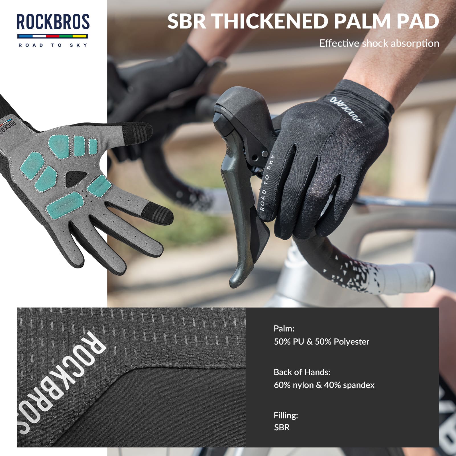 ROAD TO SKY Breathable Anti-Slip Full Finger Cycling Gloves - Image 5