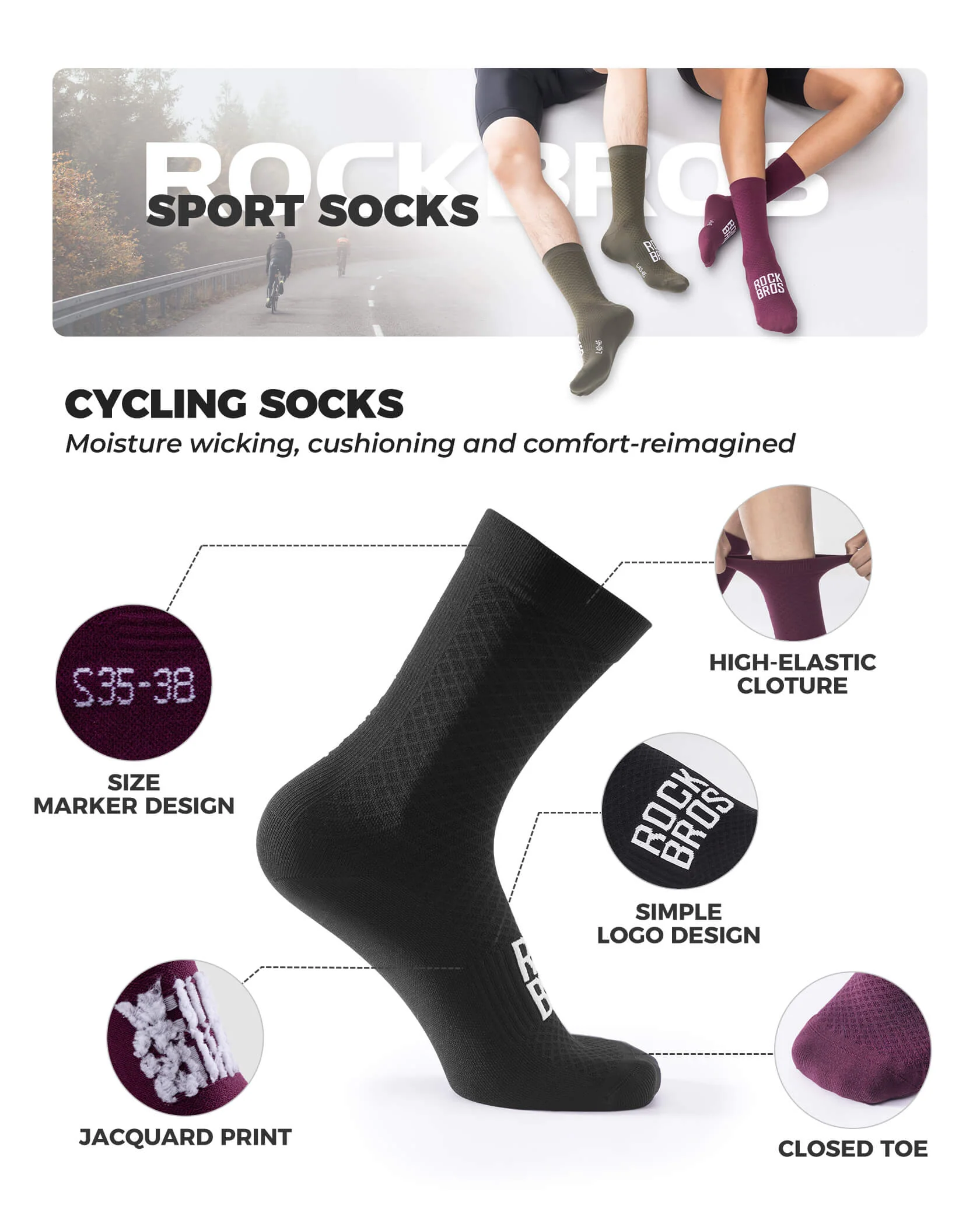 ROAD-TO-SKY Breathable Cycling Socks - Image 18