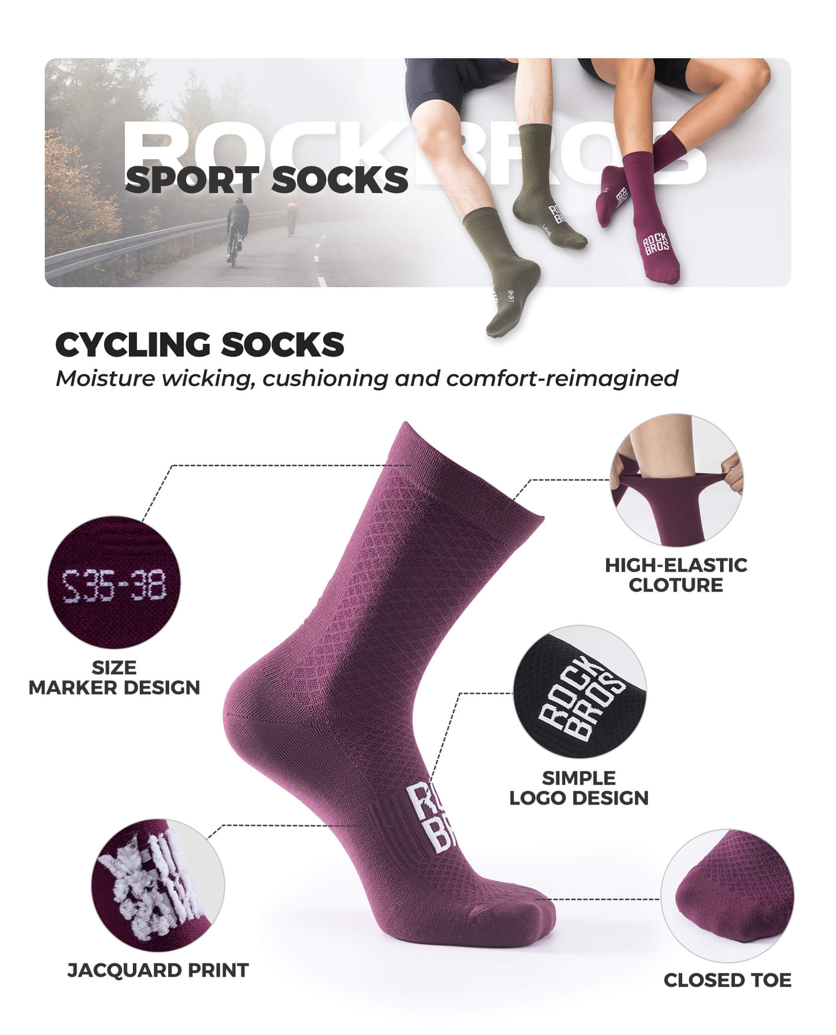 ROAD-TO-SKY Breathable Cycling Socks - Image 19