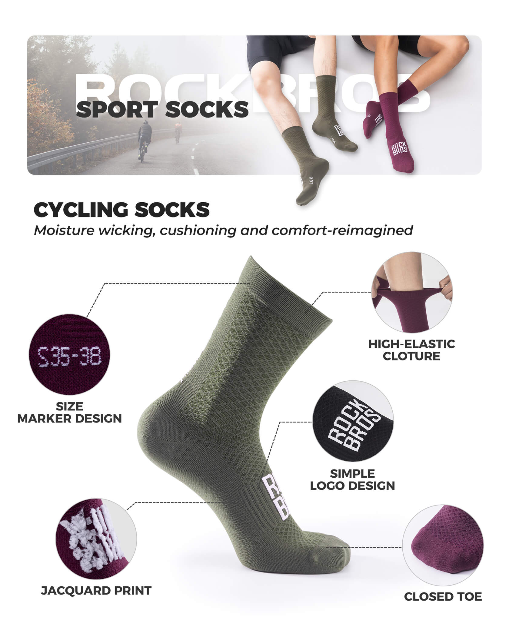ROAD-TO-SKY Breathable Cycling Socks - Image 20