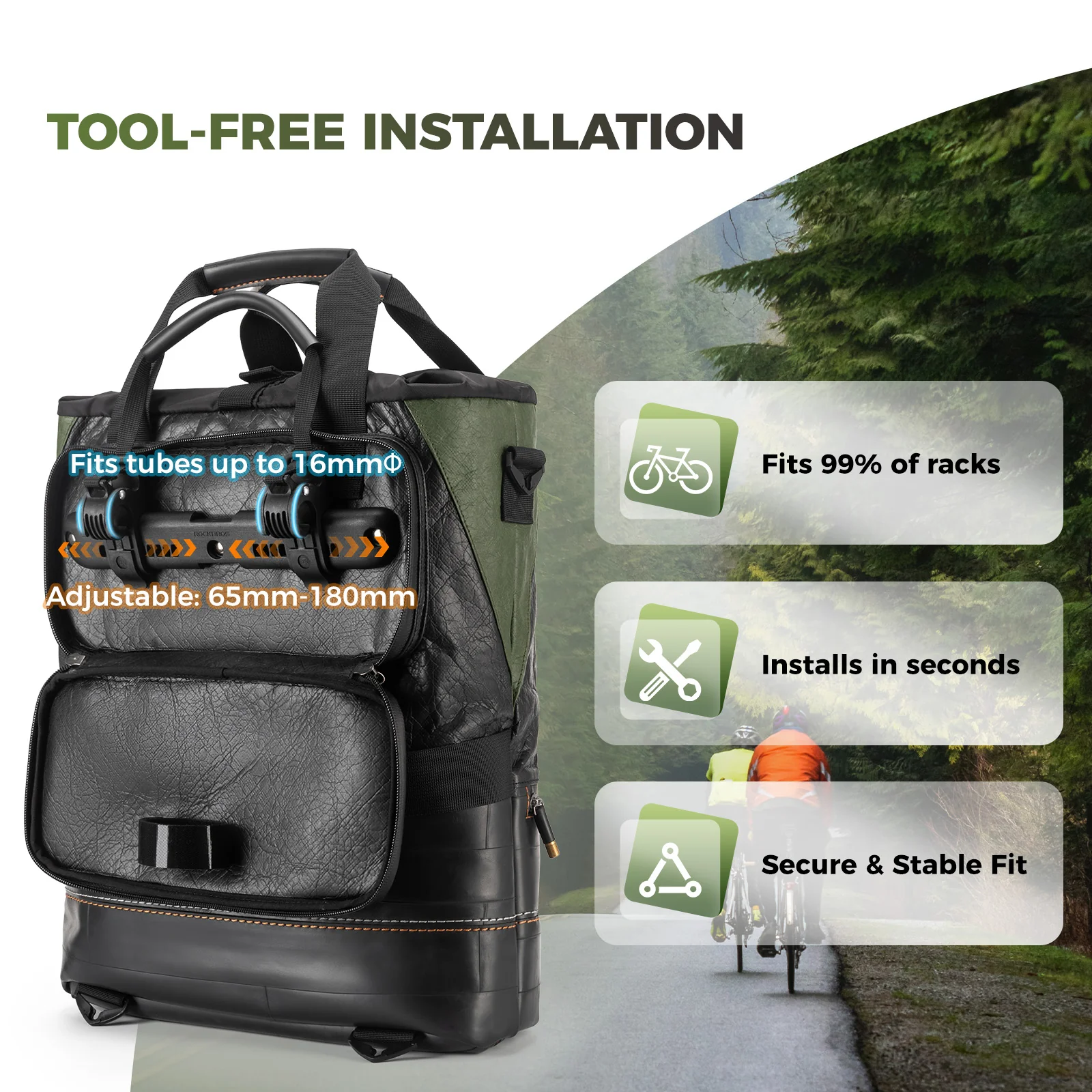ROAD TO SKY Recycled Tire Bike Panniers - 12L - Image 10