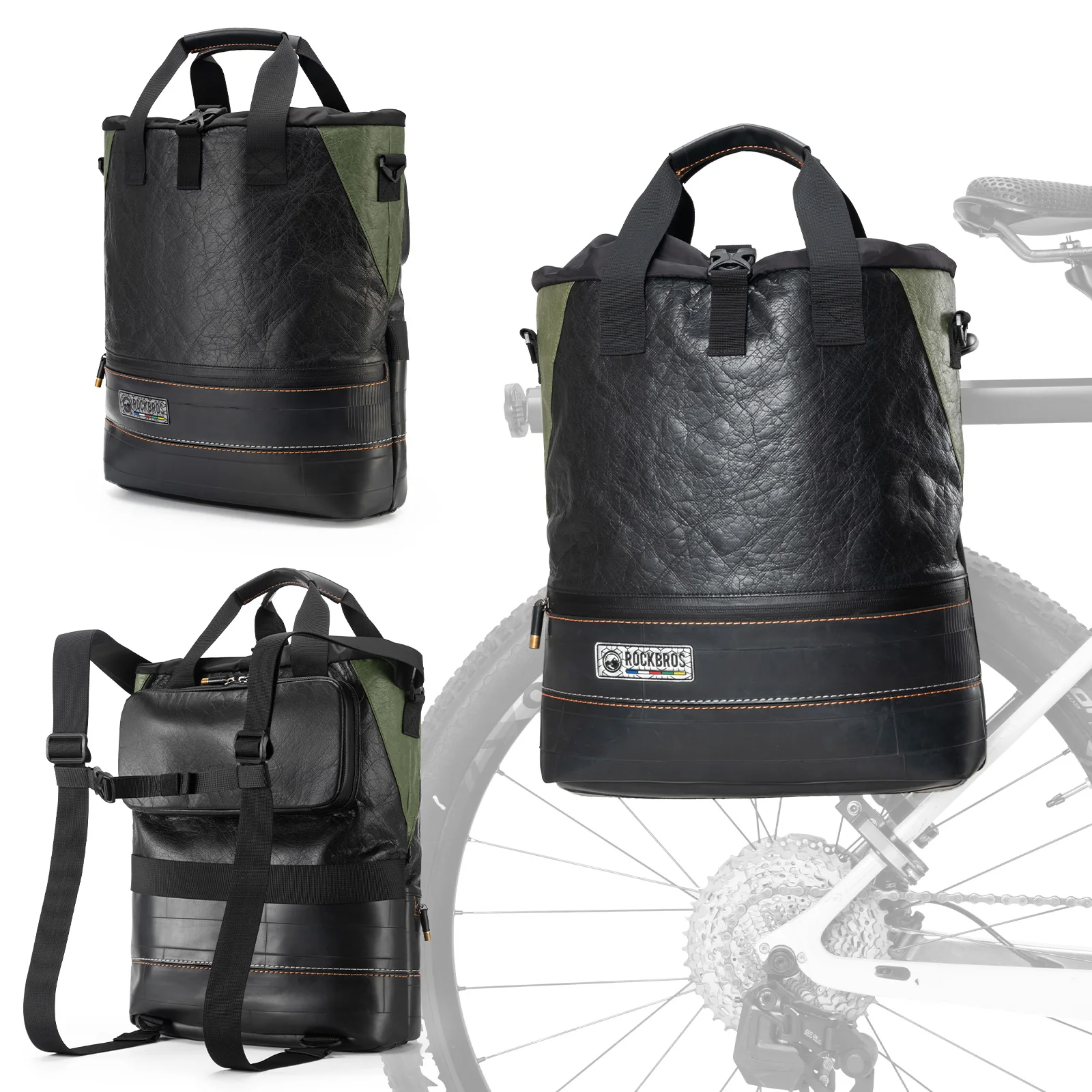 ROAD TO SKY Recycled Tire Bike Panniers - 12L - Image 5