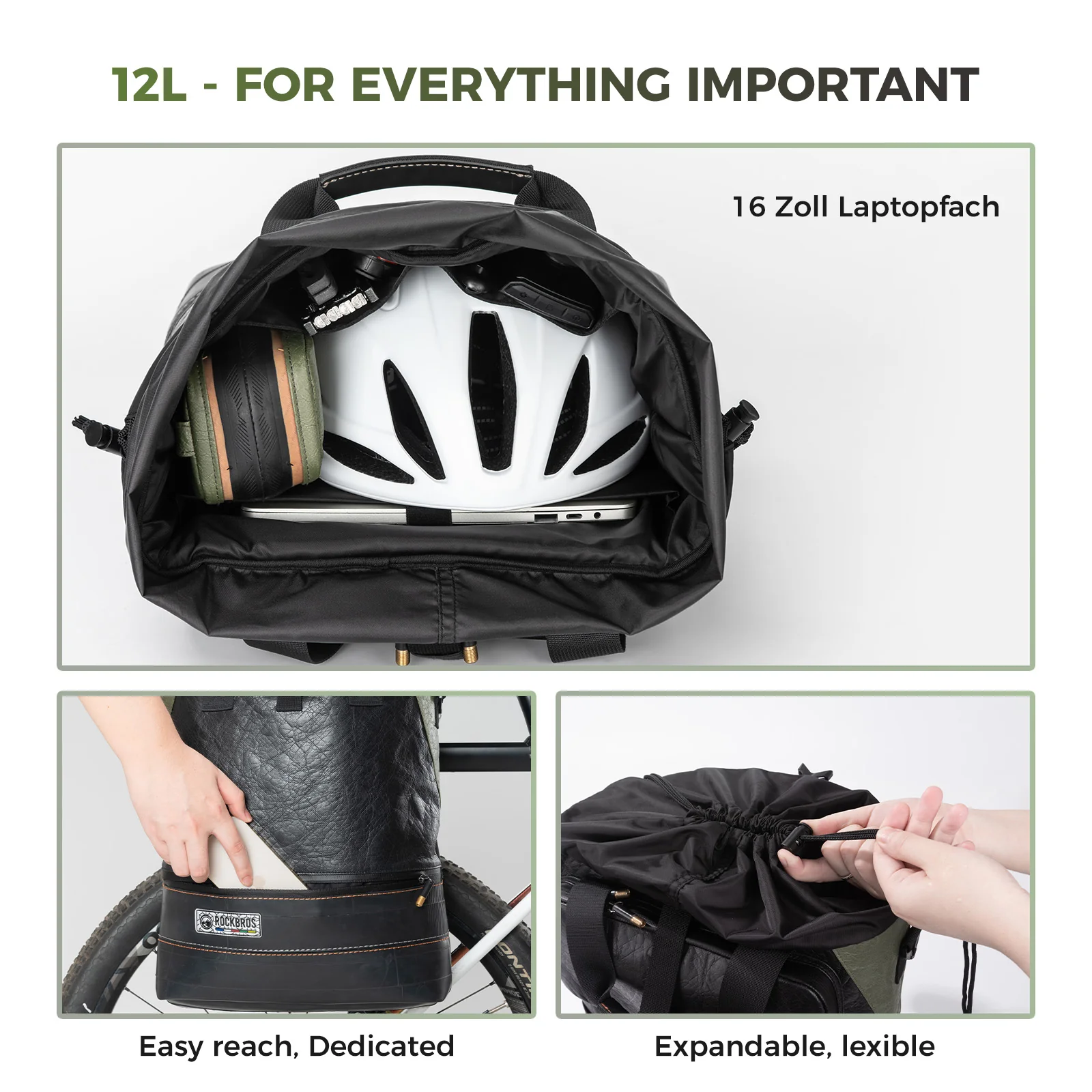 ROAD TO SKY Recycled Tire Bike Panniers - 12L - Image 8