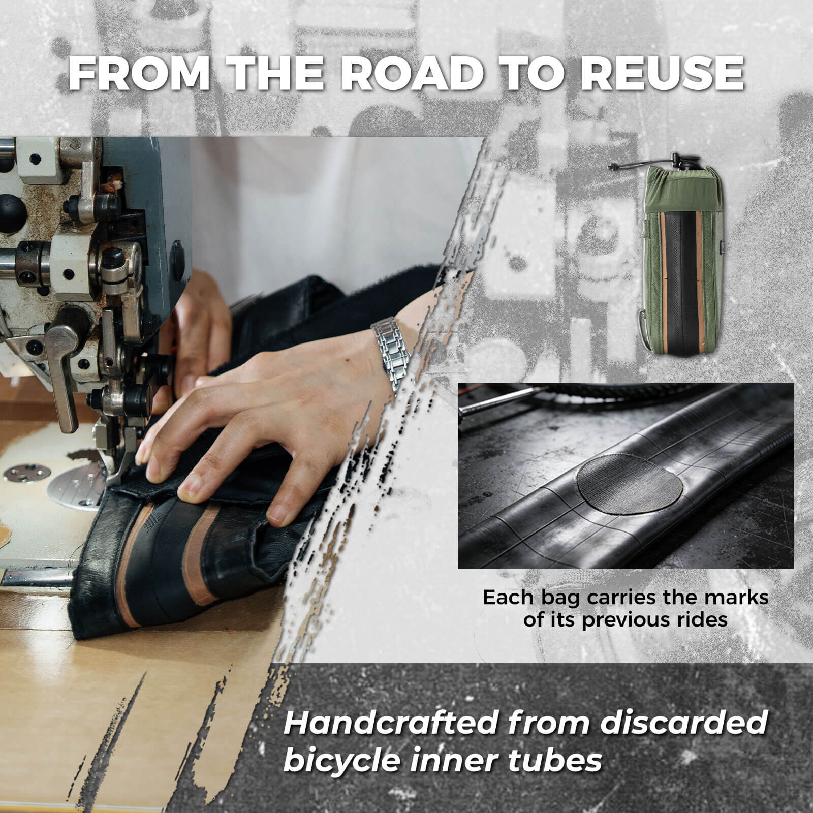 ROAD TO SKY Recycled Tire Bike Water Bottle Bag - 0.8L - Image 3