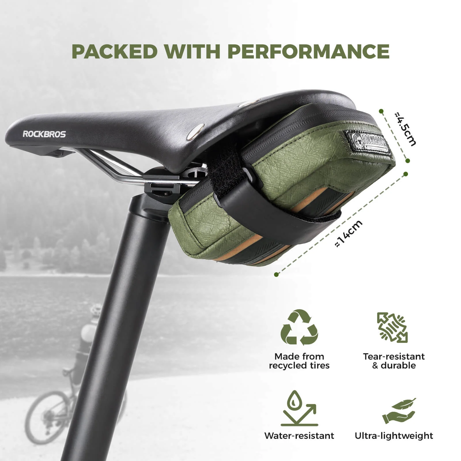 ROAD TO SKY Recycled Tire Mini Bike Saddle Bag - 0.4L - Image 5
